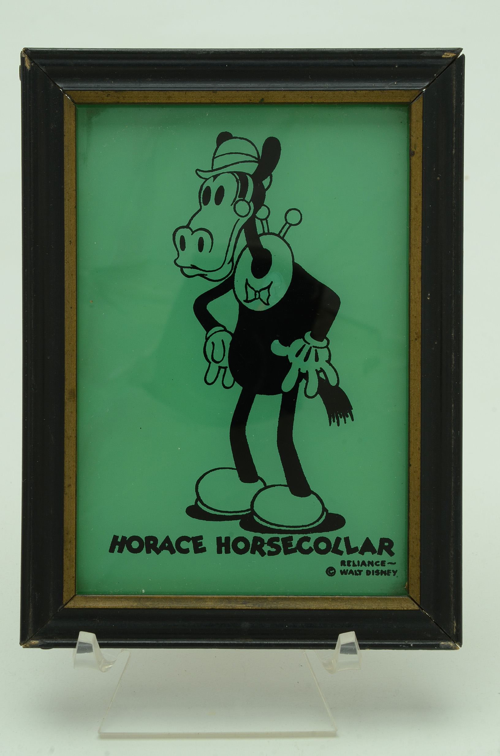 1930s Reliance Disney Enamel on Glass Pictures of Goofy and Horace Horsecollar
