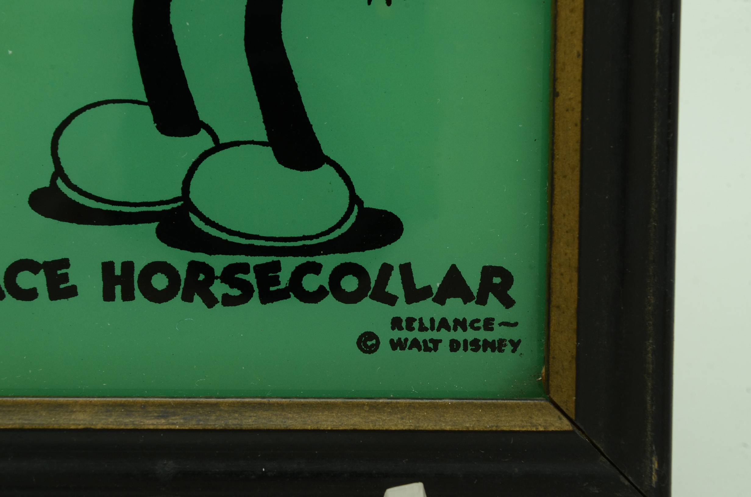1930s Reliance Disney Enamel on Glass Pictures of Goofy and Horace Horsecollar