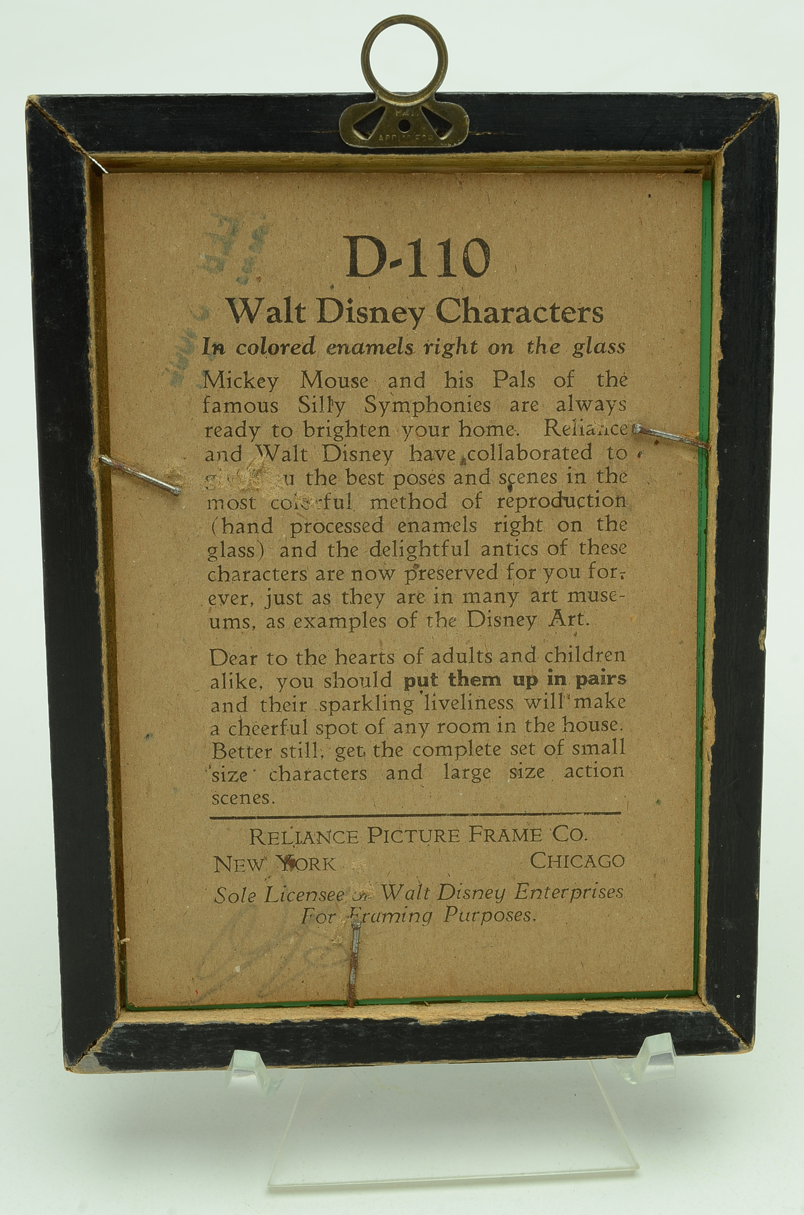 1930s Reliance Disney Enamel on Glass Pictures of Minnie and Pluto