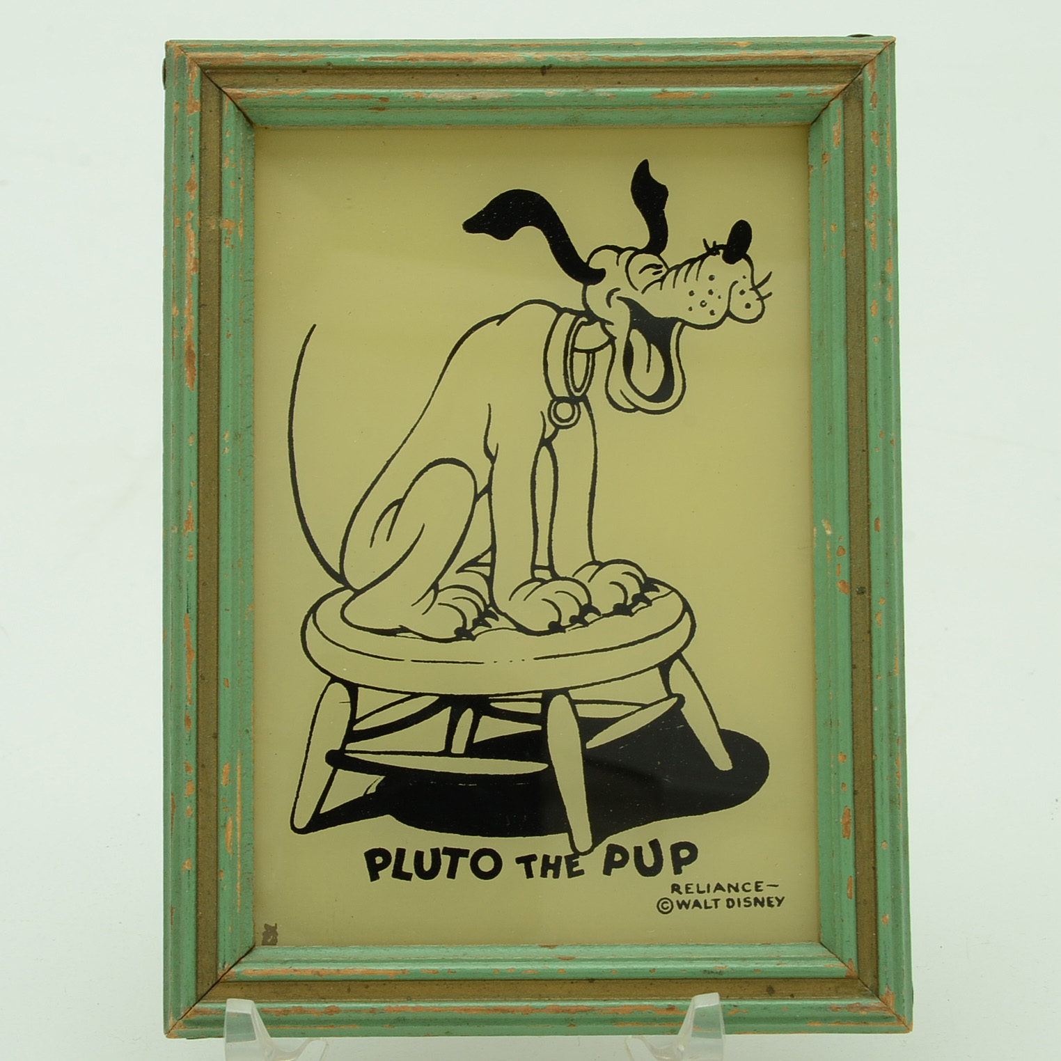 1930s Reliance Disney Enamel on Glass Pictures of Minnie and Pluto