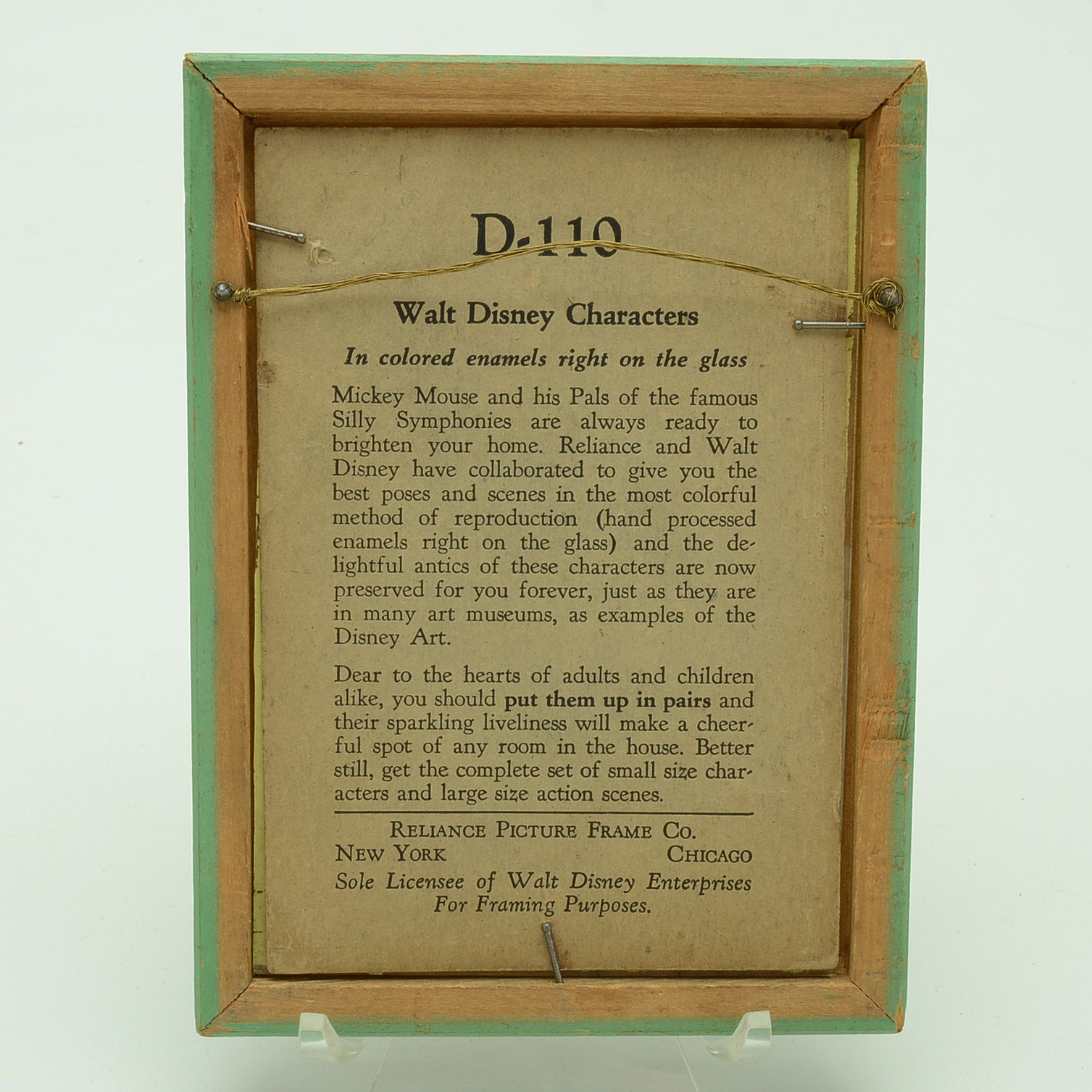 1930s Reliance Disney Enamel on Glass Pictures of Minnie and Pluto