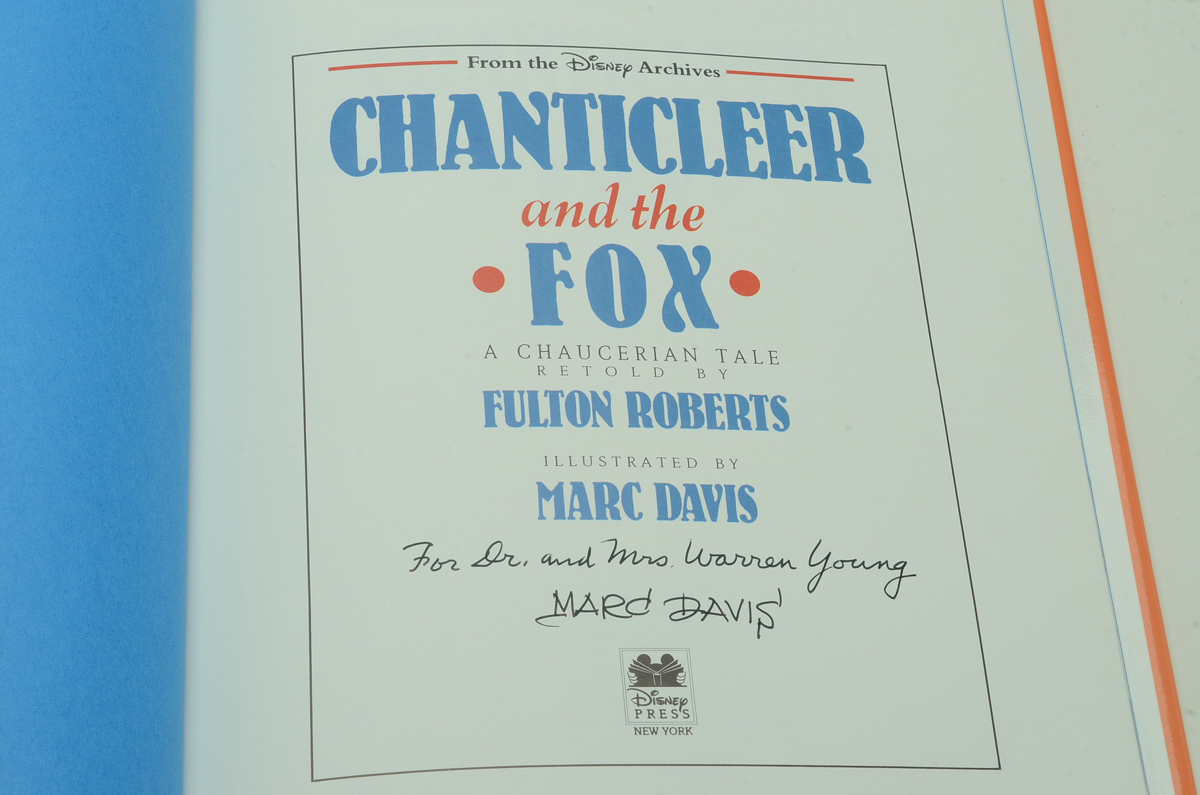 Disney Storybooks Featuring Marc Davis Signed "Chanticleer and the Fox"