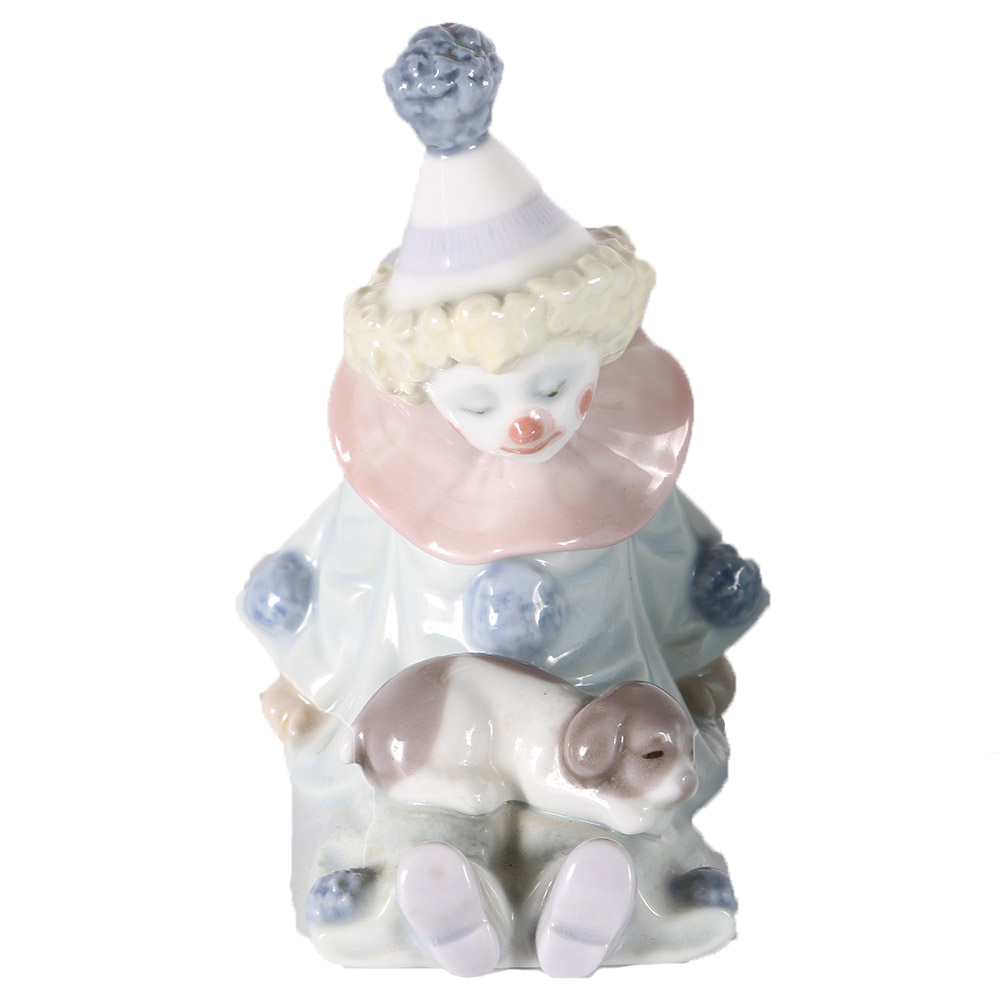 Lladró "Pierrot With Puppy" Porcelain Figurine