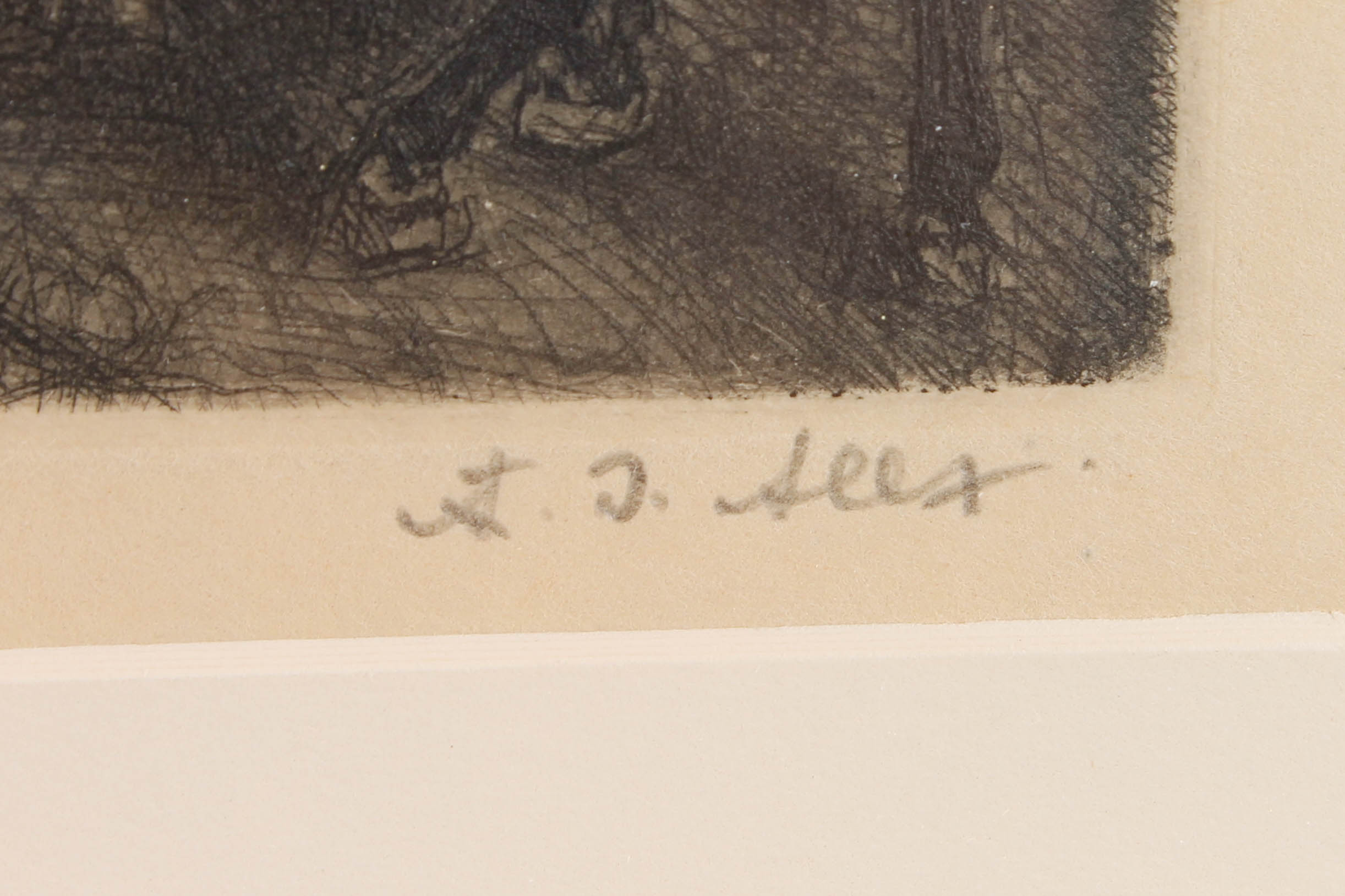 Adolf Jelínek Alex Etching "Wagon with Horses"