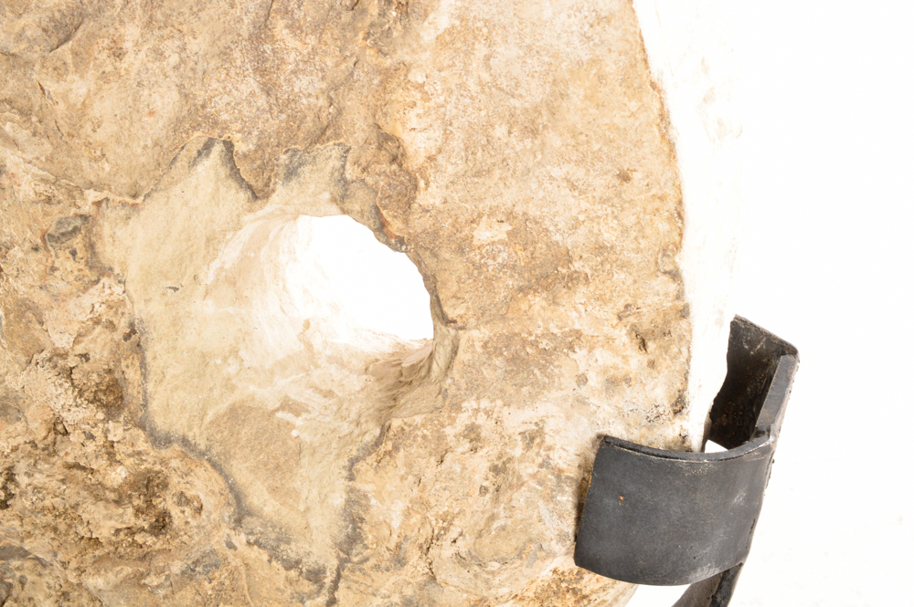 Decorative Stone Wheel Including Metal Base