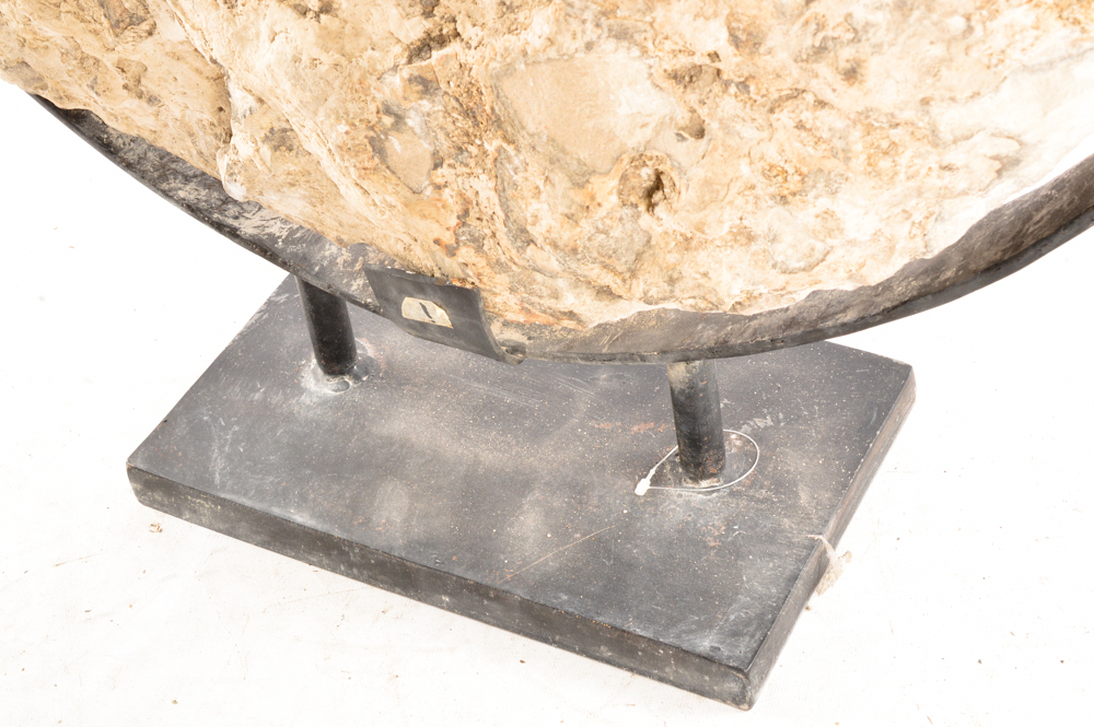 Decorative Stone Wheel Including Metal Base