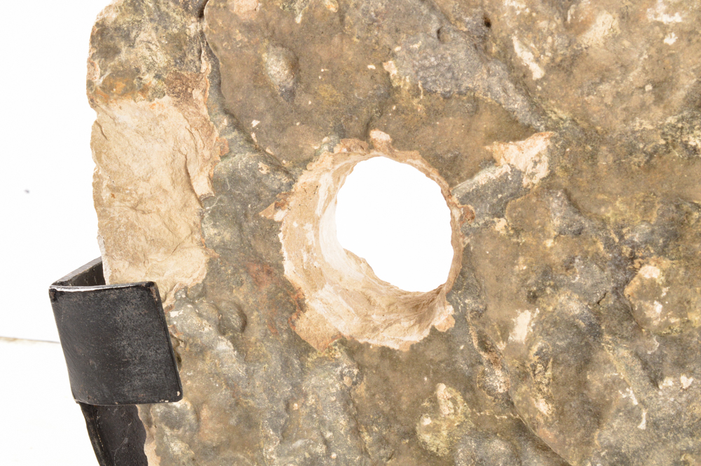 Decorative Stone Wheel Including Metal Base