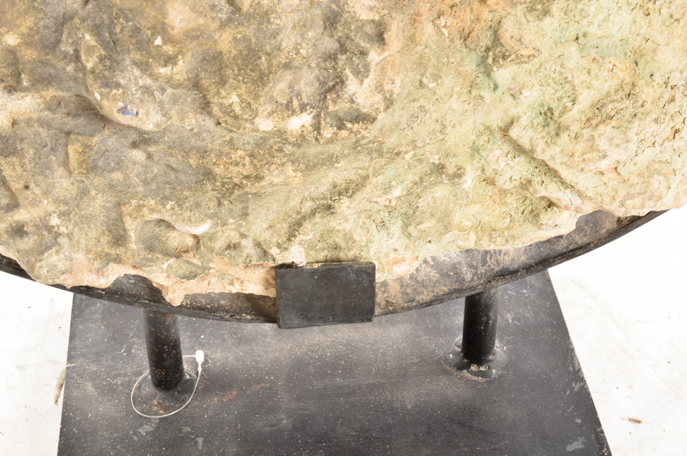 Decorative Stone Wheel Including Metal Base