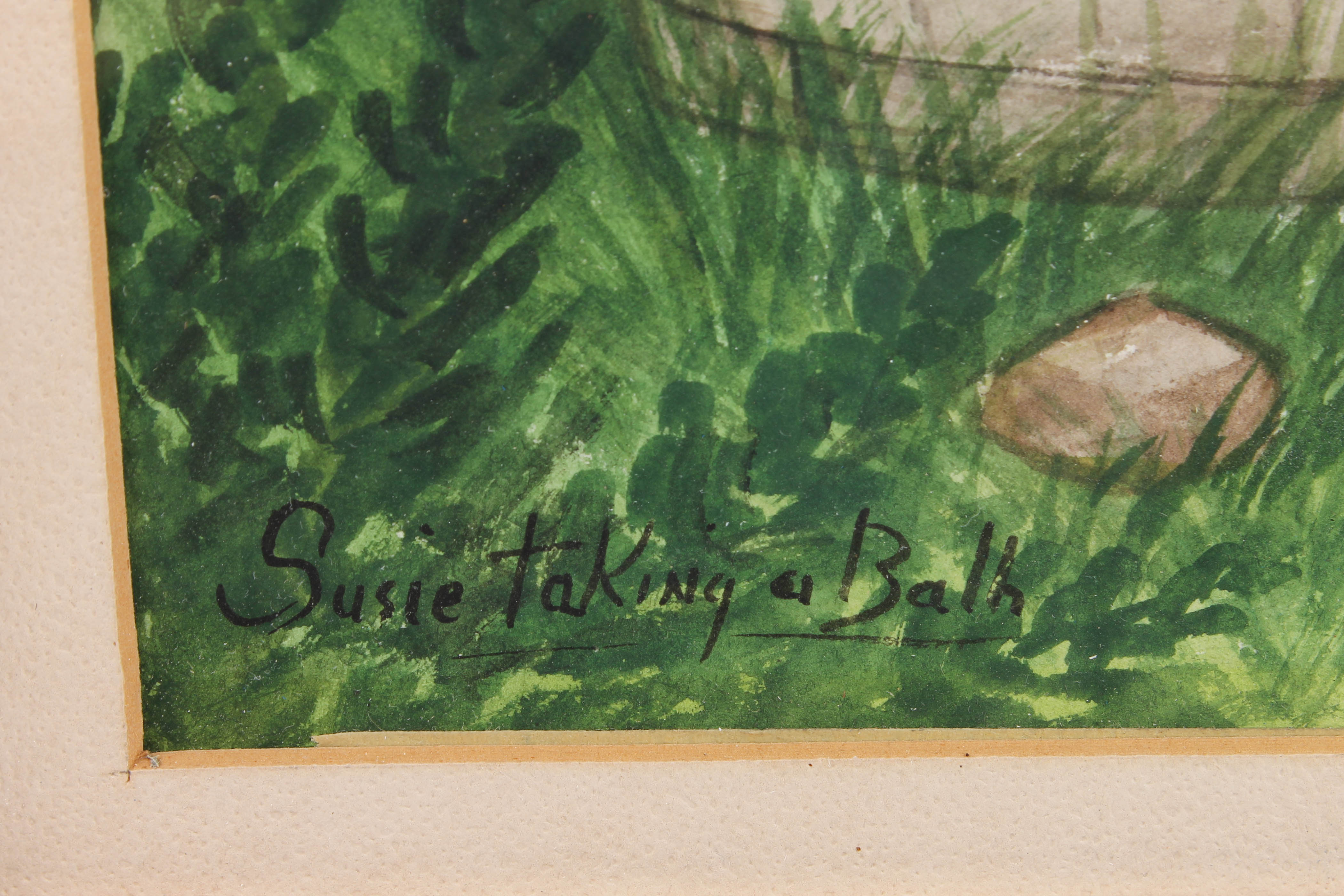 Gloria Heighington Watercolor Painting "Susie Taking a Bath"