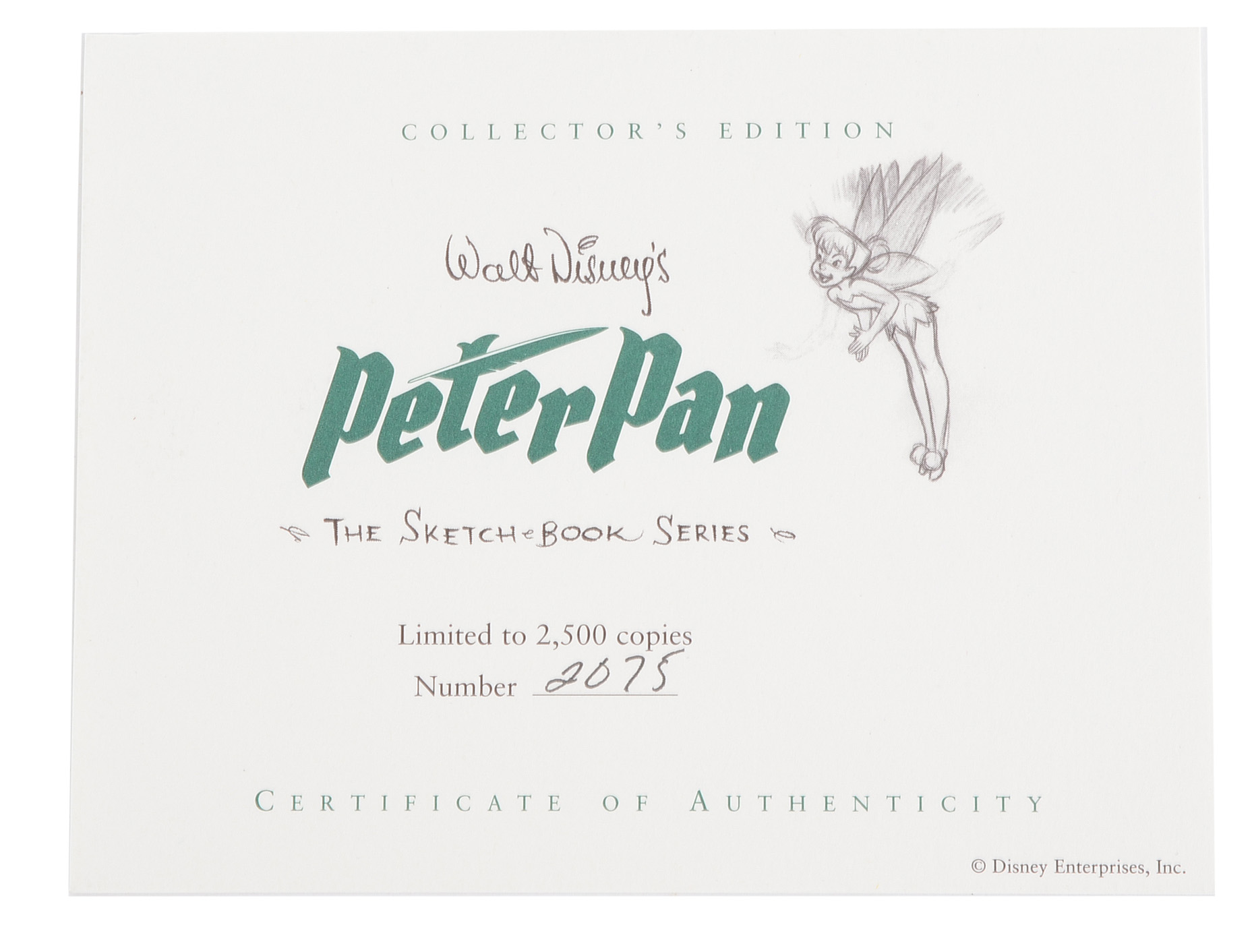 Limited Edition Signed "Walt Disney's Peter Pan: The Sketchbook Series"