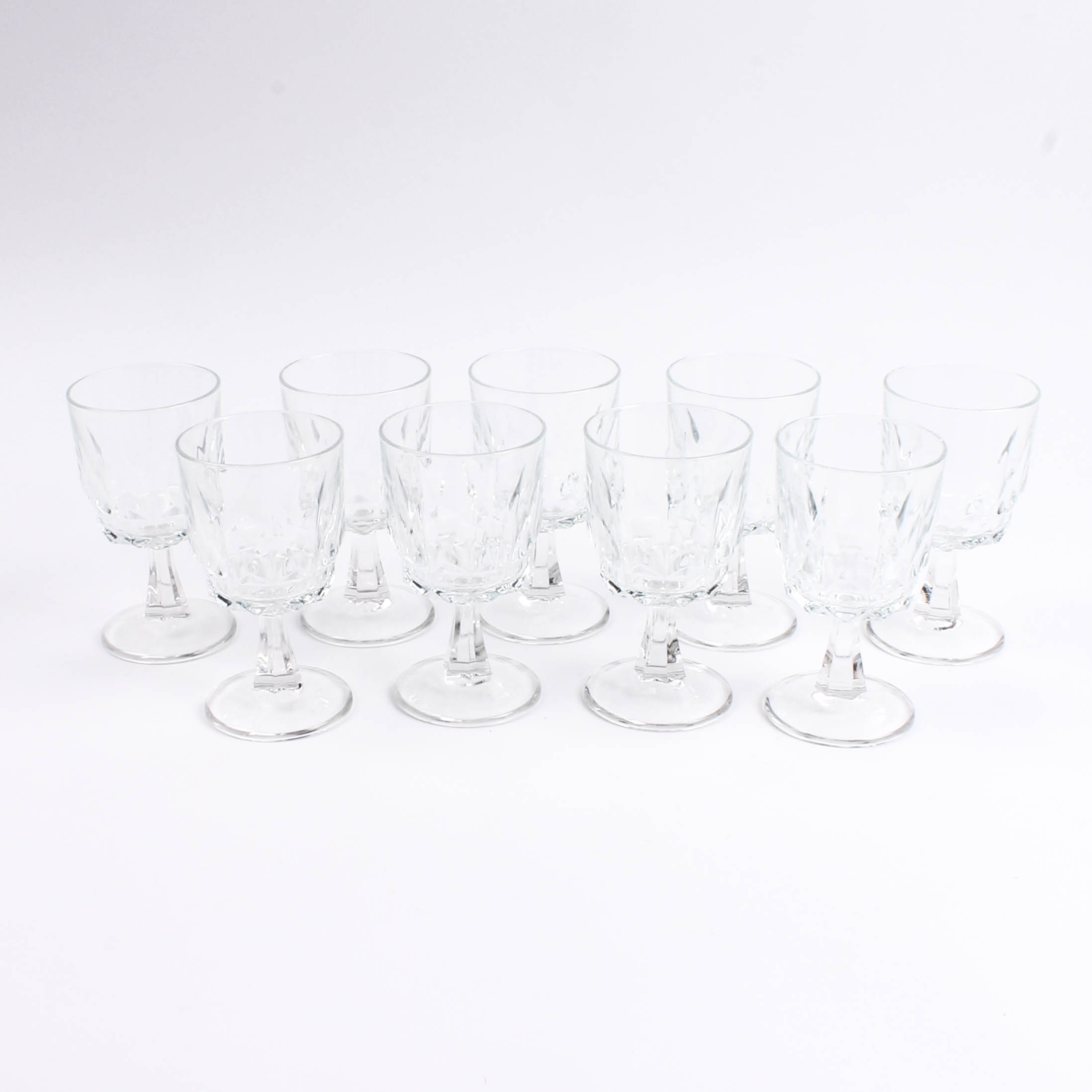 Set of French Crystal Stemmed Glasses