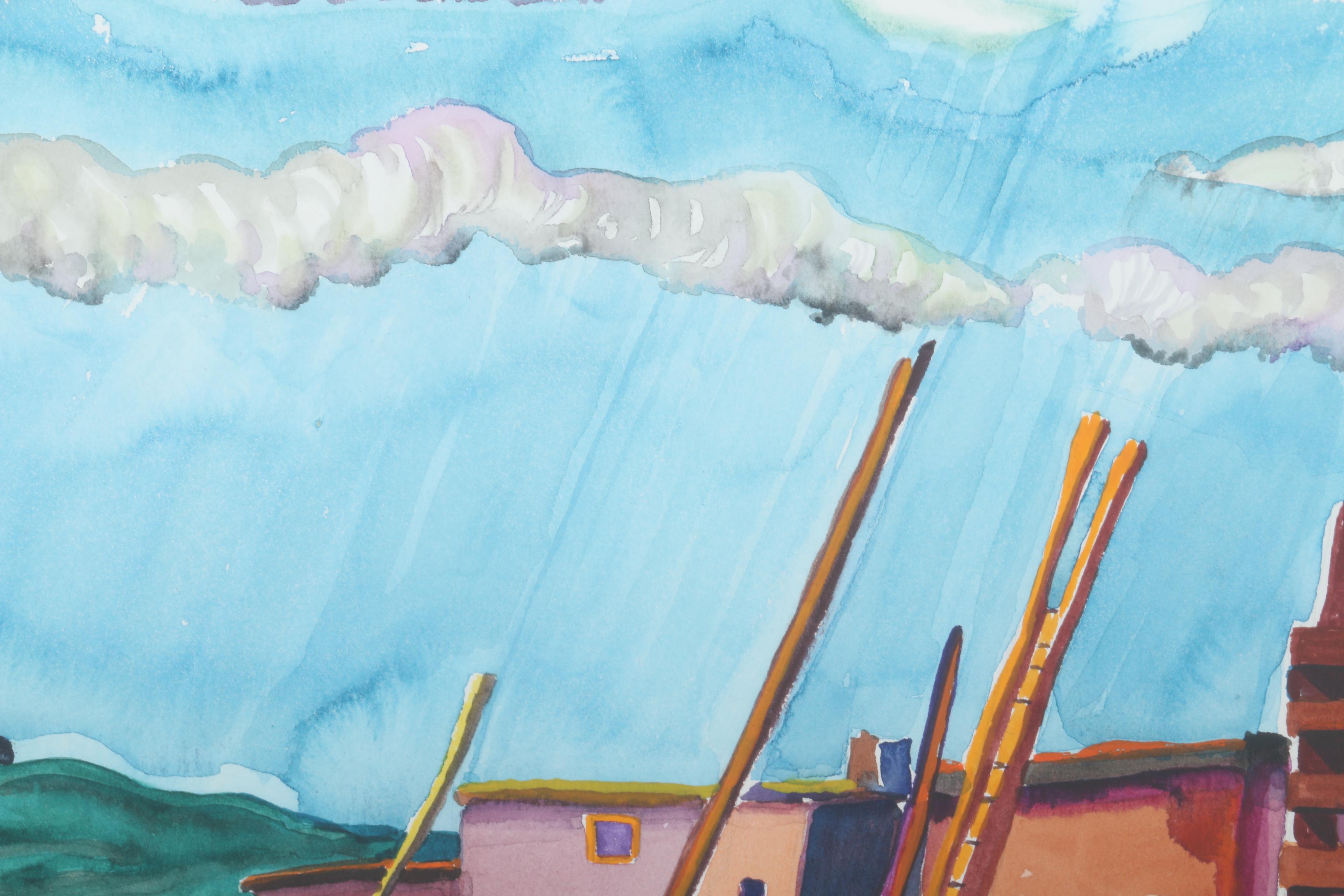 Mary Jane Milz Original Watercolor on Paper of Village