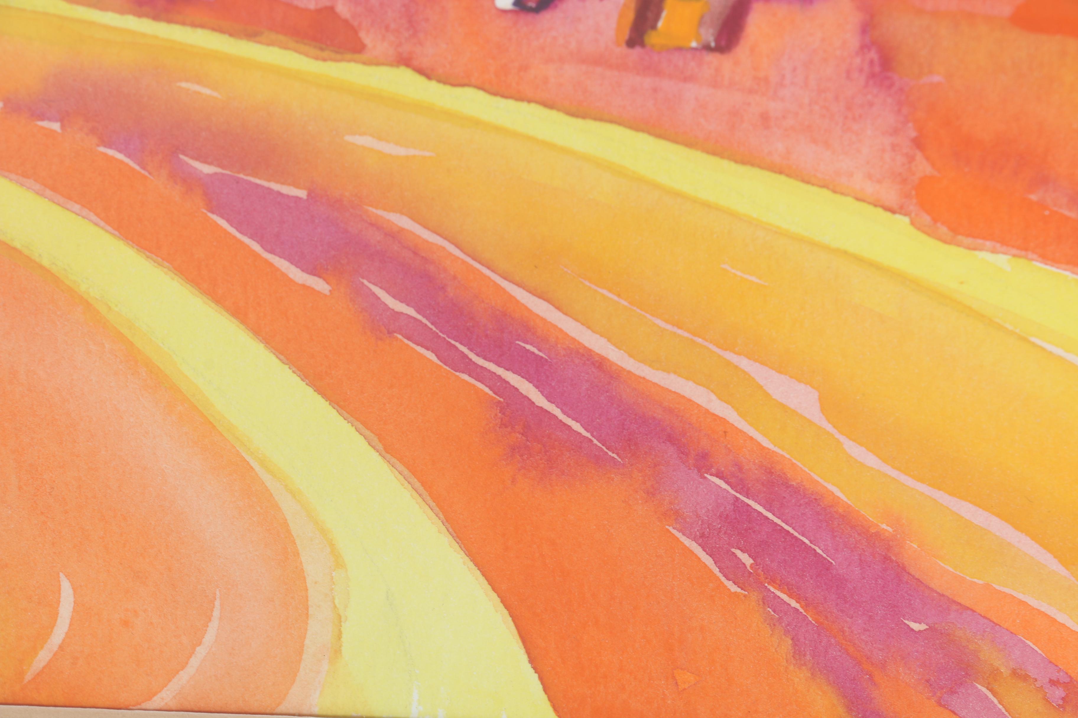 Mary Jane Milz Original Watercolor on Paper of Village