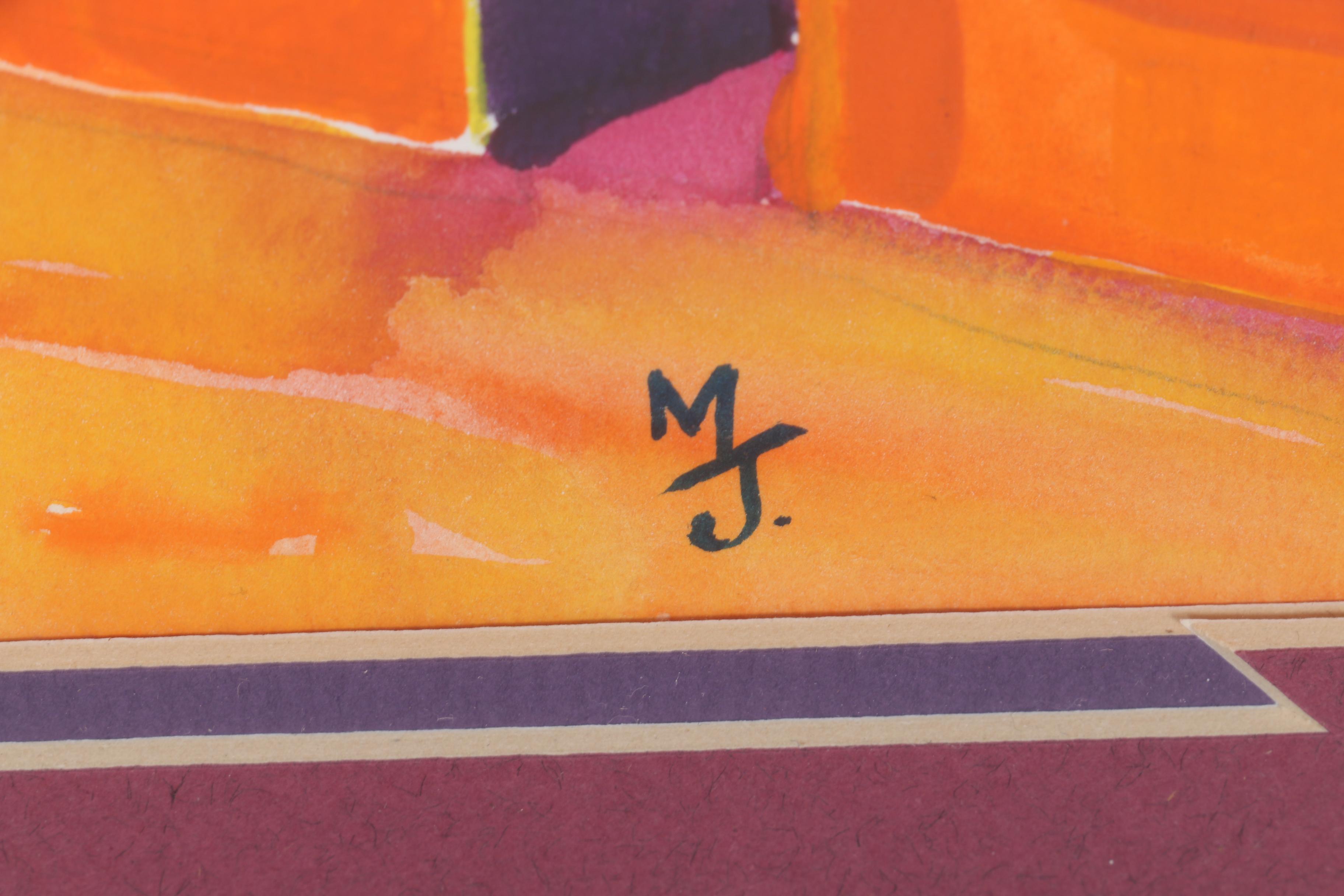 Mary Jane Milz Original Watercolor on Paper of Village