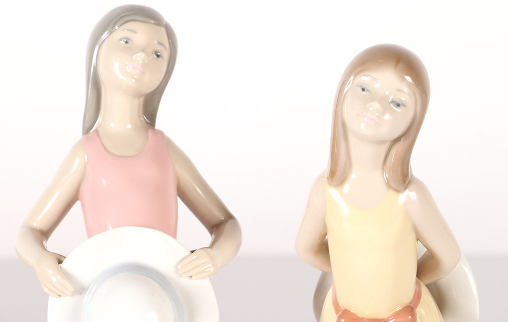 Lladró "Naughty Girl" and "Bashful Girl" Porcelain Figurines