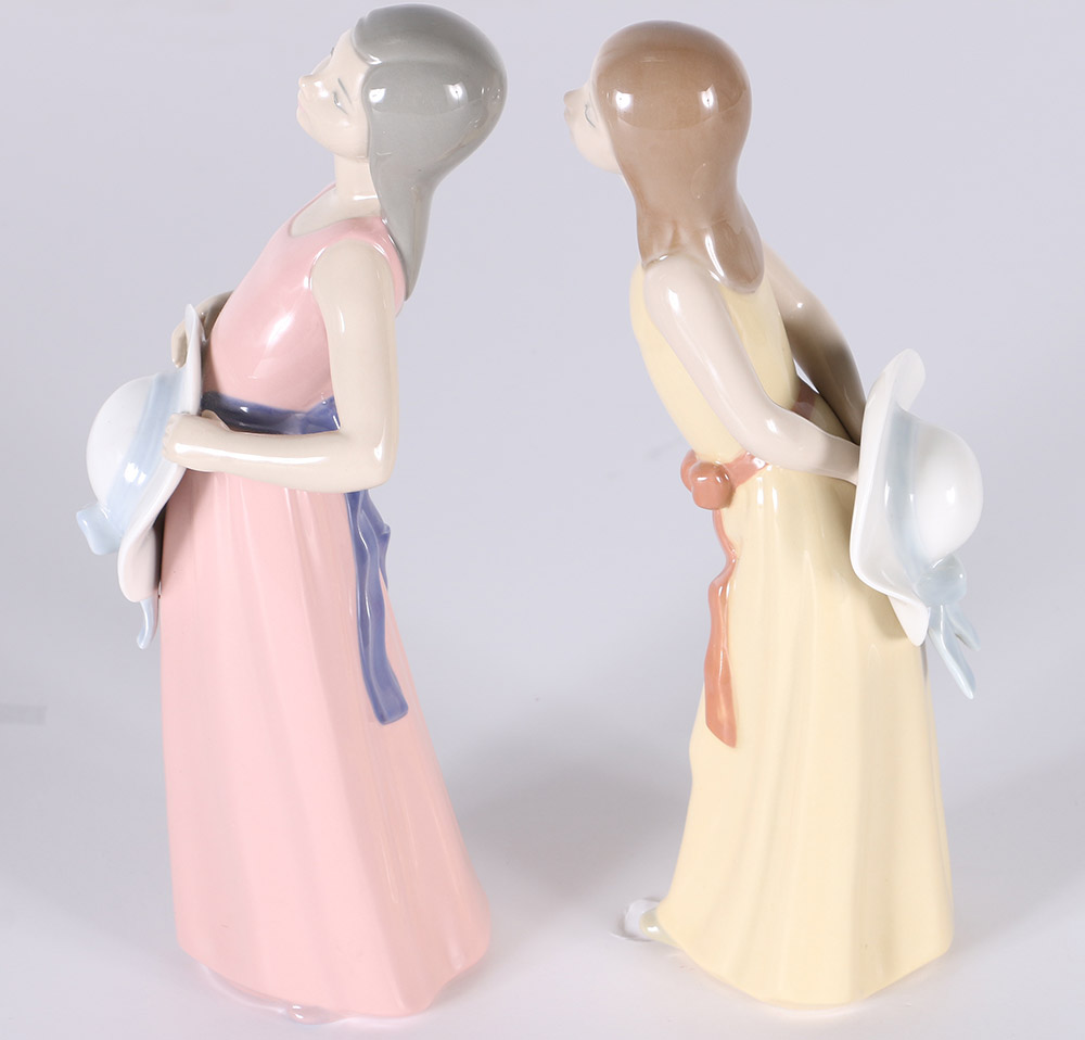 Lladró "Naughty Girl" and "Bashful Girl" Porcelain Figurines