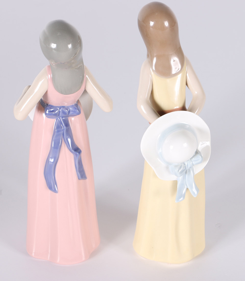 Lladró "Naughty Girl" and "Bashful Girl" Porcelain Figurines