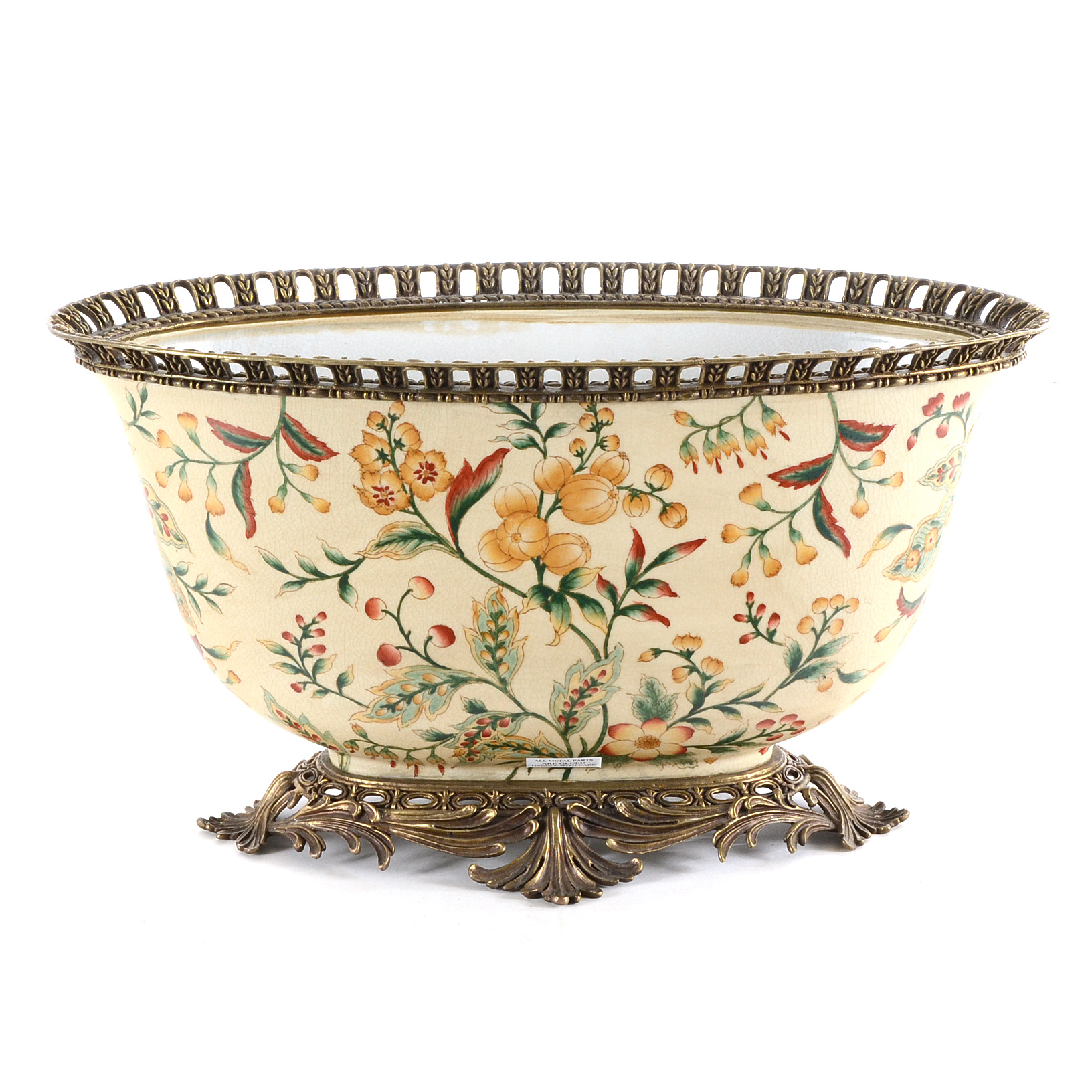 Ceramic and Brass Bowl with Attached Stand