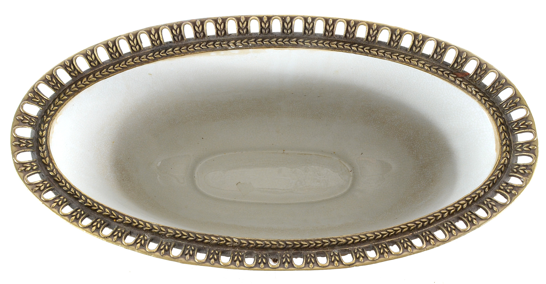 Ceramic and Brass Bowl with Attached Stand