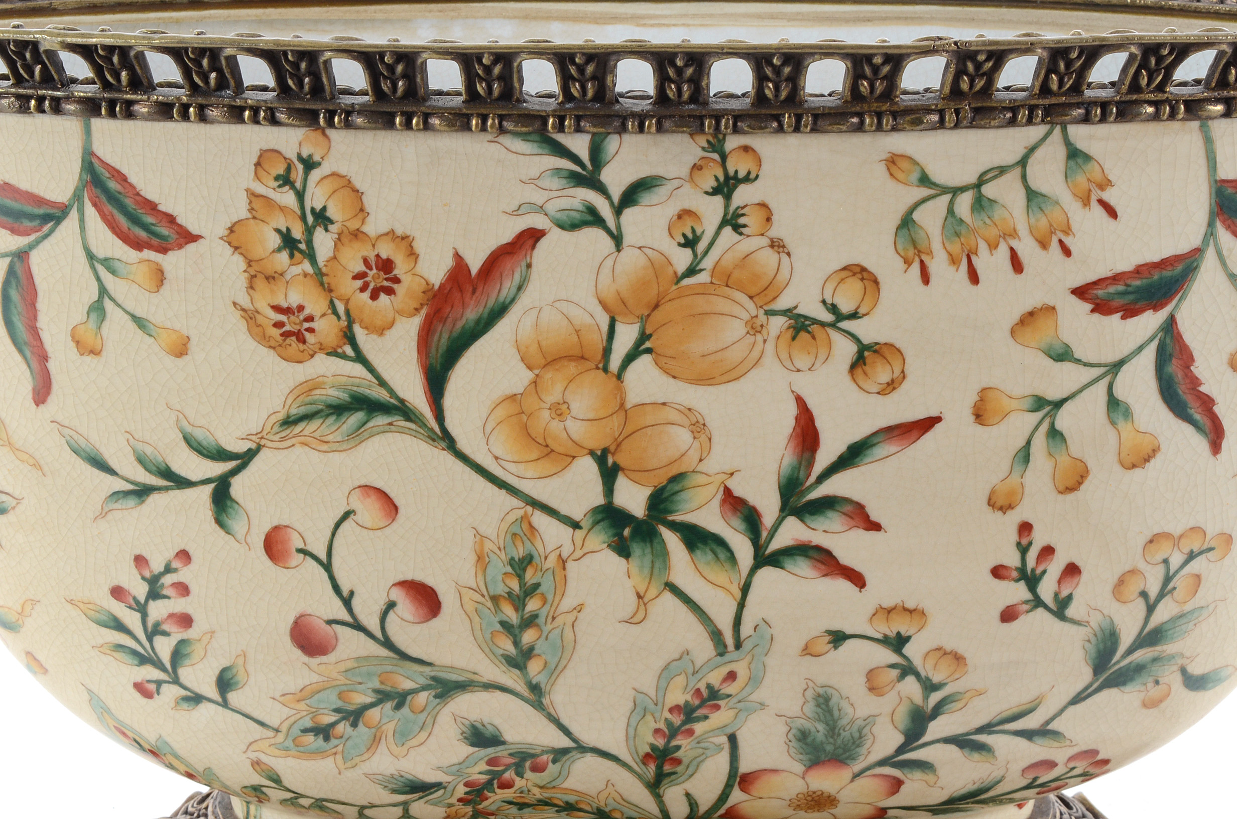 Ceramic and Brass Bowl with Attached Stand