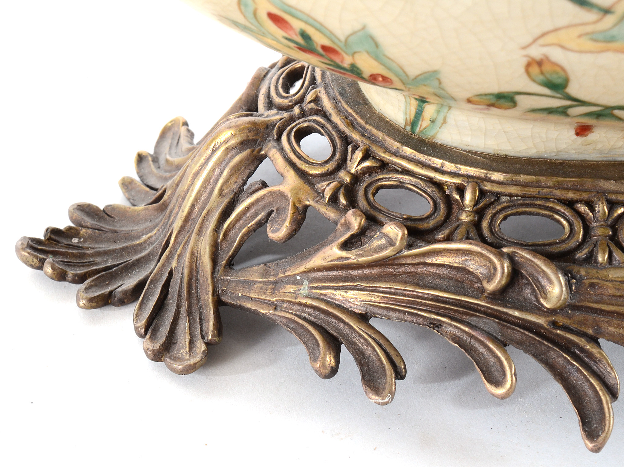 Ceramic and Brass Bowl with Attached Stand