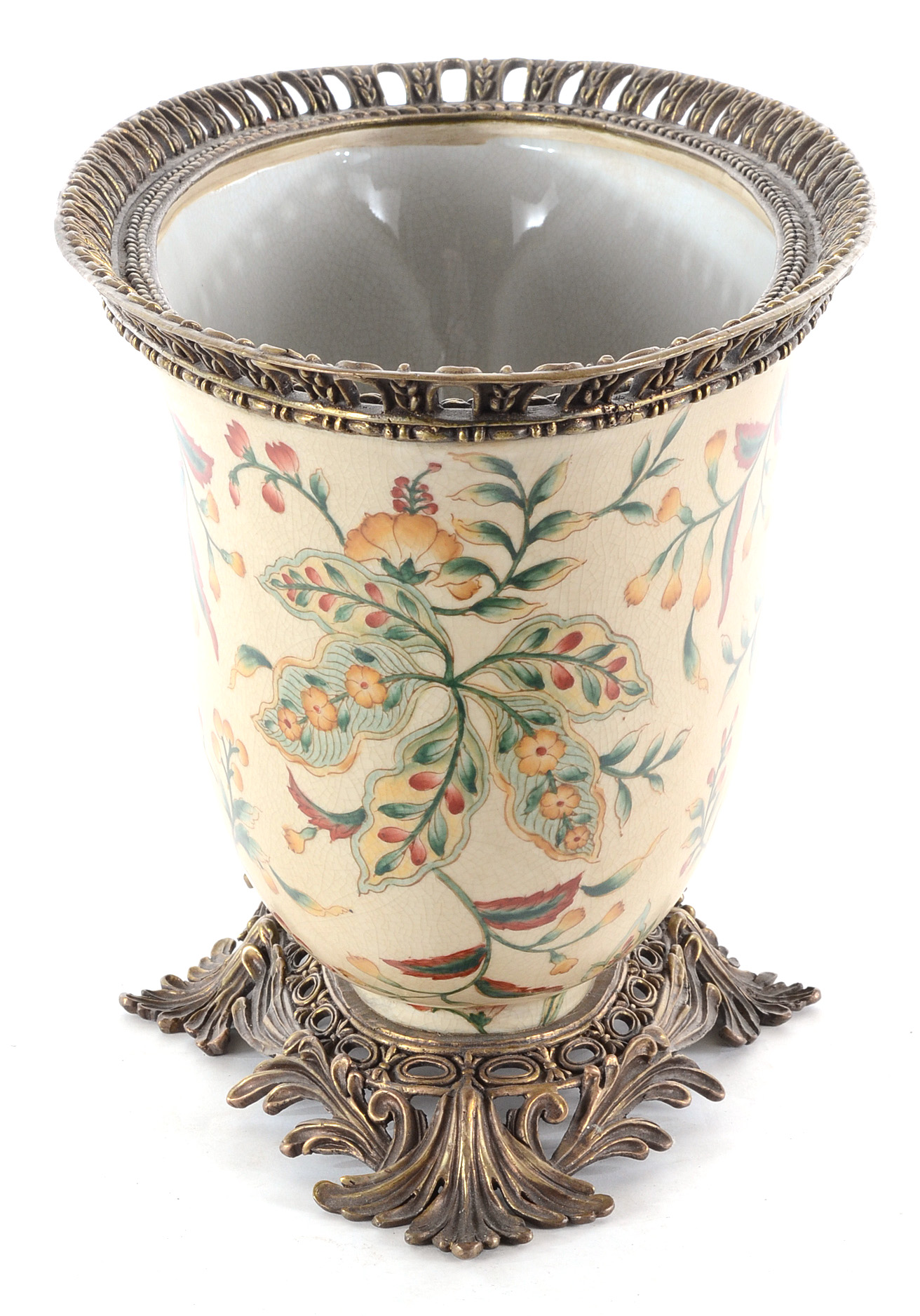 Ceramic and Brass Bowl with Attached Stand