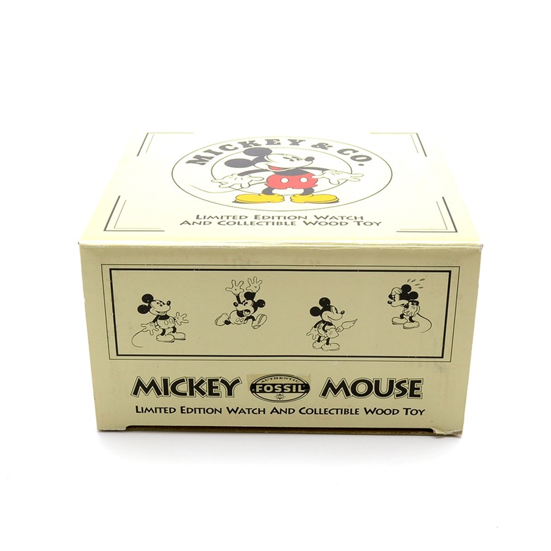 Fossil Mickey Mouse Watch With Collectible Wooden Pull Toy Drum