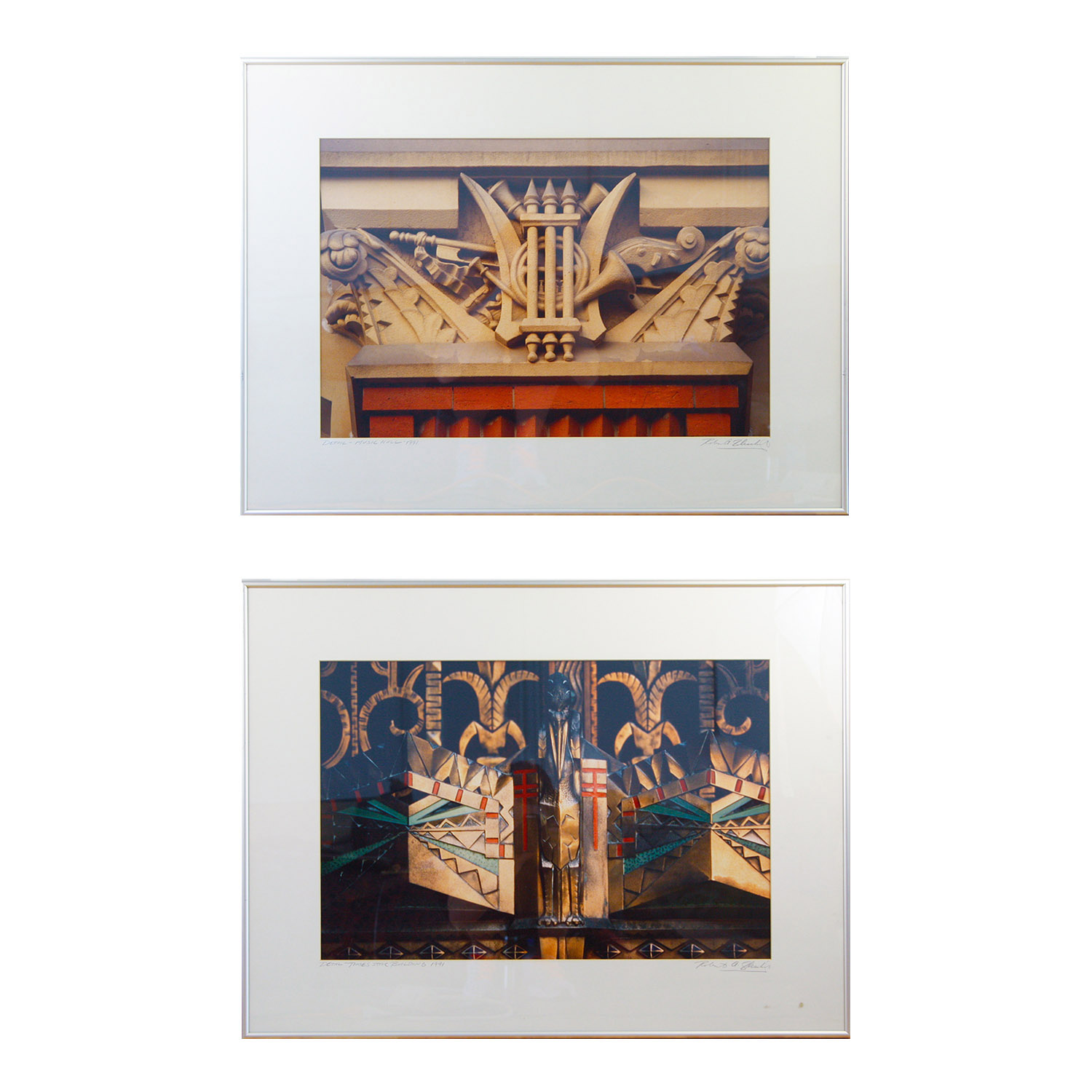 Pair of Framed Robert Flischel Photographic Prints of Cincinnati Landmark Detail