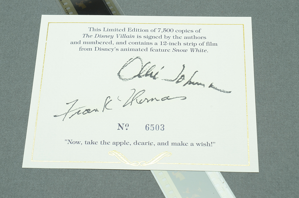 Signed Limited Edition "The Disney Villain" Book With "Snow White" Film Strip