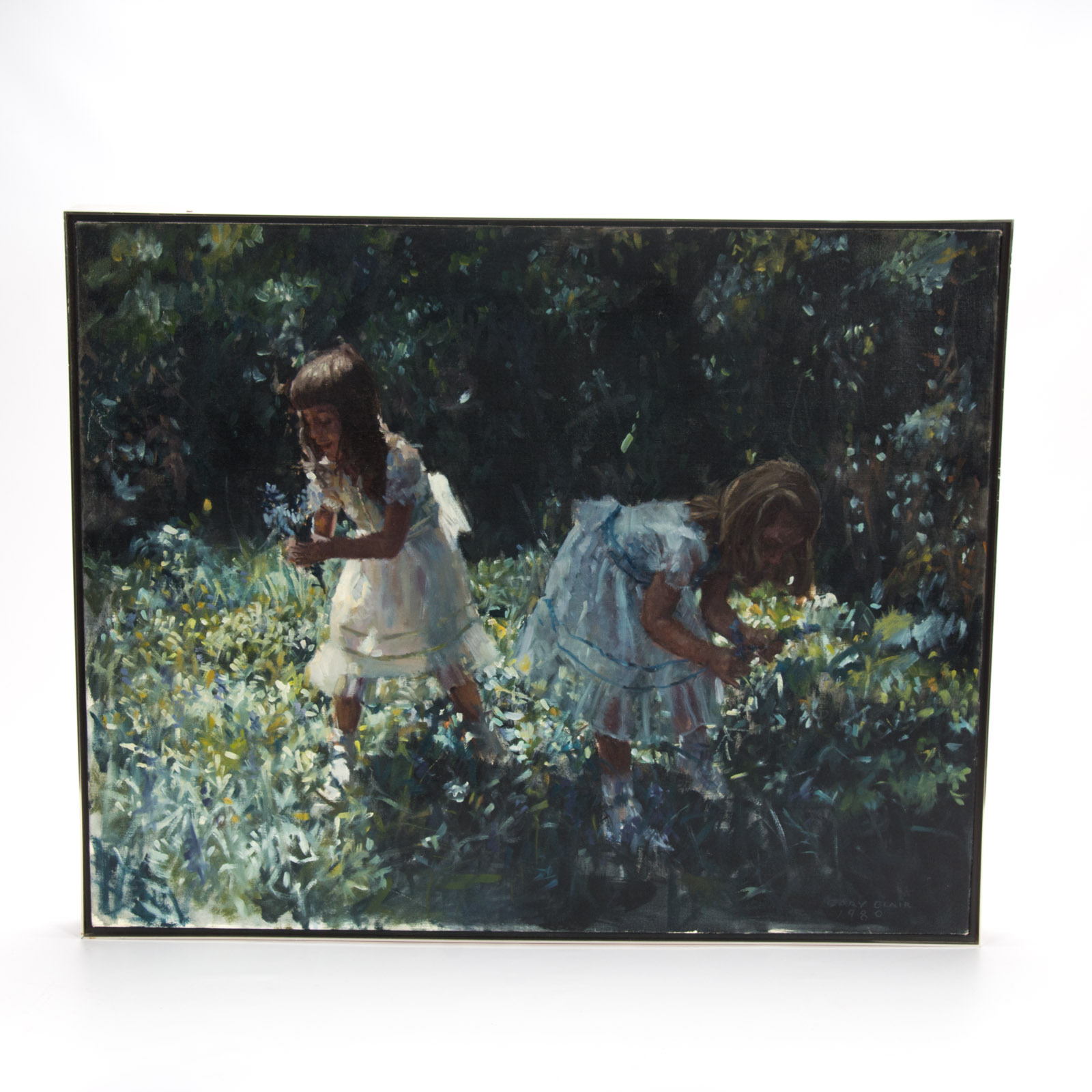 Gary Blair Oil on Canvas "Picking Flowers" (1980)