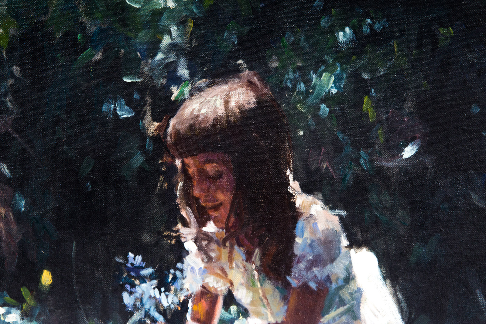 Gary Blair Oil on Canvas "Picking Flowers" (1980)