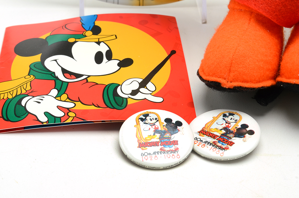 1993 Disneyana Convention Signed Gund Dolls and Disney Parks Mickey's 60th Birthday Commemorative Plate