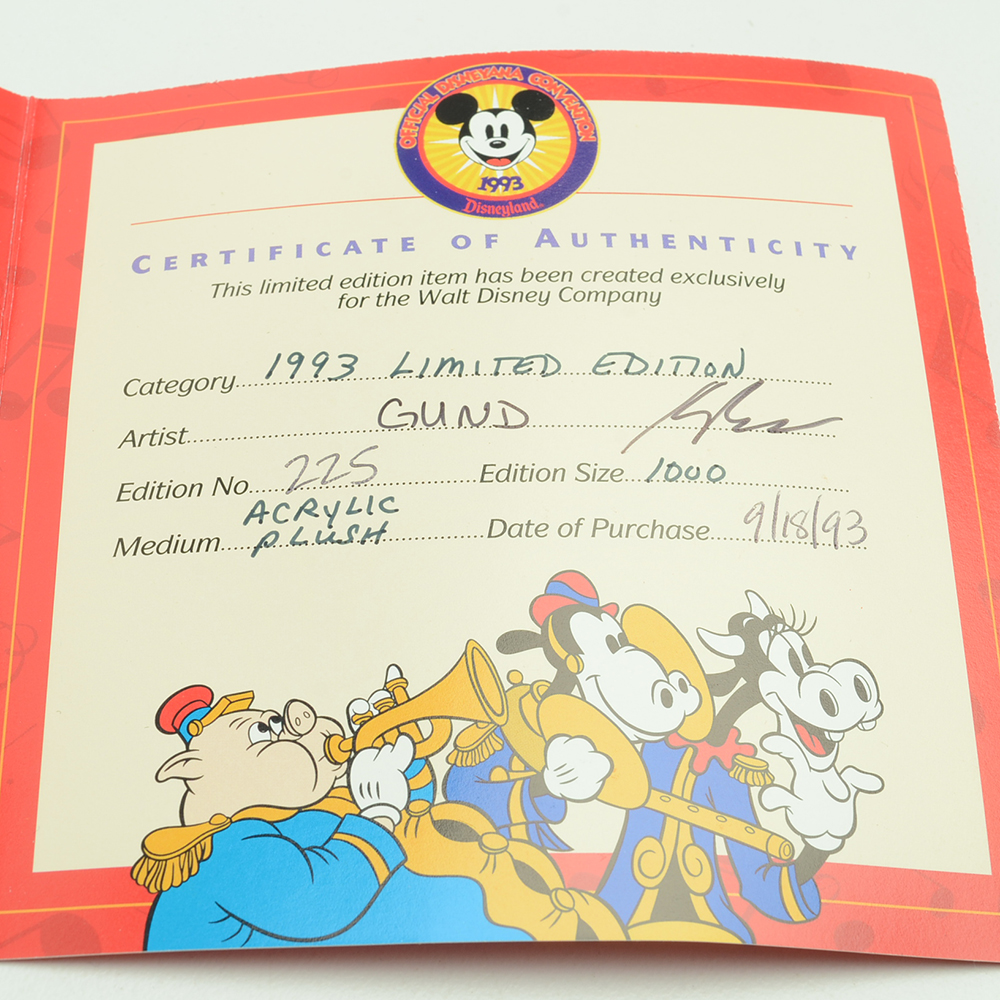 1993 Disneyana Convention Signed Gund Dolls and Disney Parks Mickey's 60th Birthday Commemorative Plate