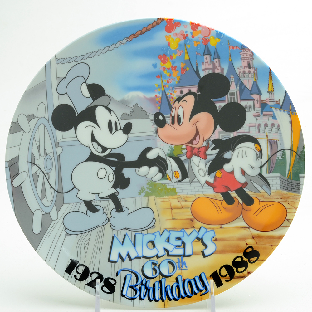 1993 Disneyana Convention Signed Gund Dolls and Disney Parks Mickey's 60th Birthday Commemorative Plate