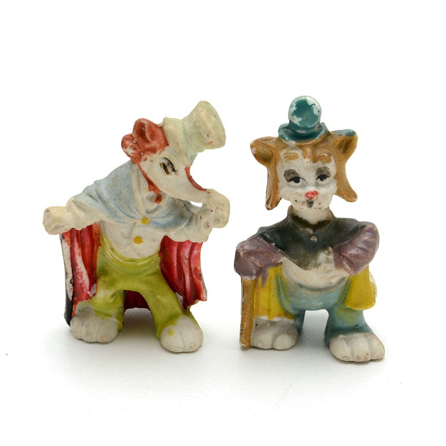 1940 Honest John and Gideon Bisque Figurines From Walt Disney's "Pinocchio"