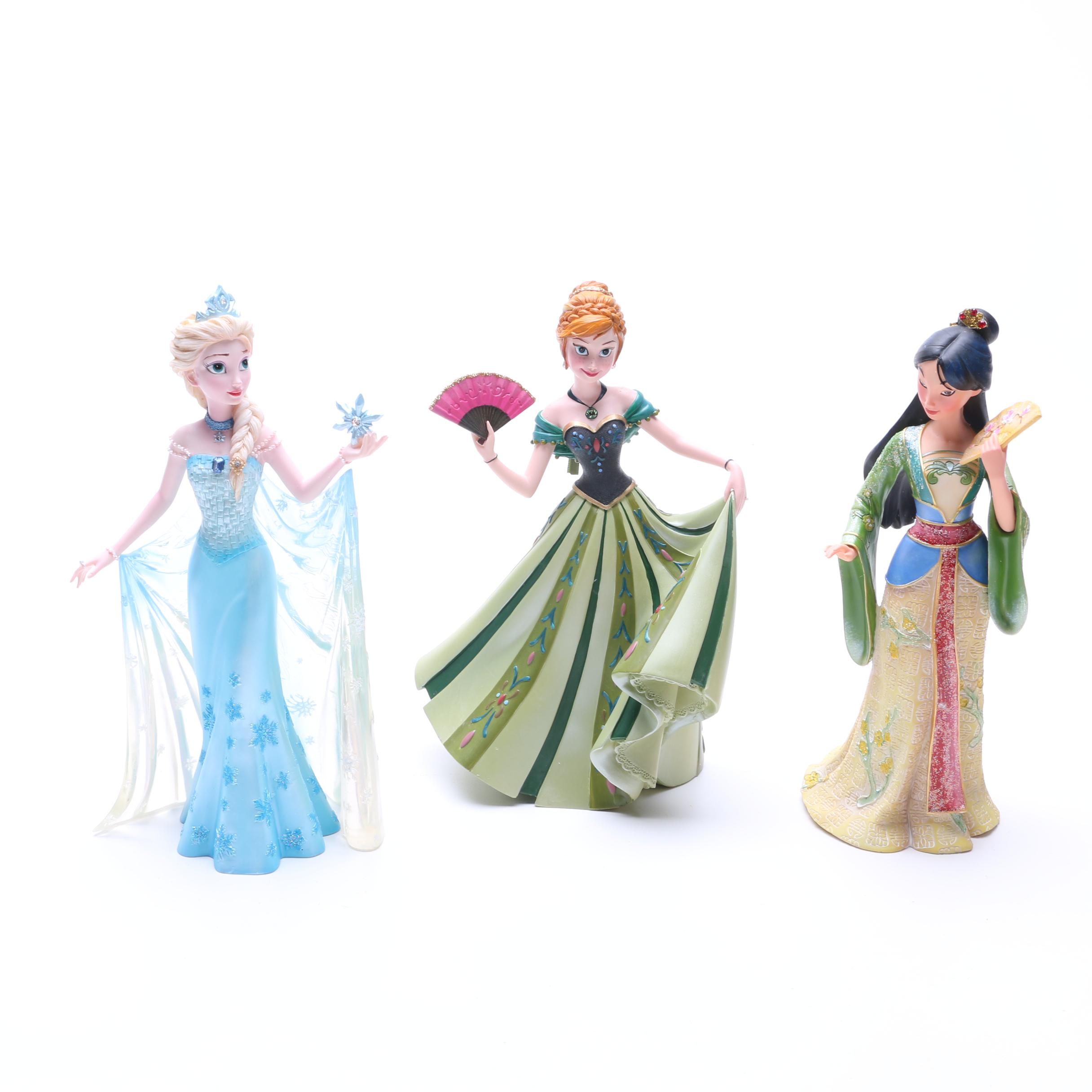 Disney Showcase Figurines, "Anna", "Elsa" and "Mulan"
