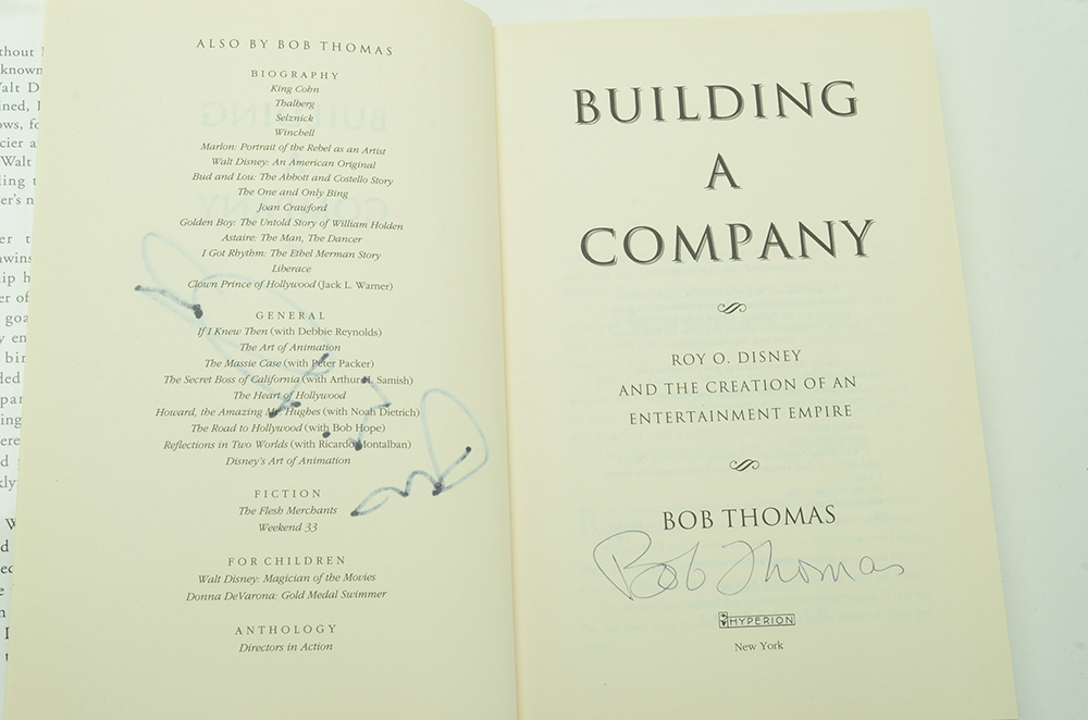 Roy E. Disney and Bob Thomas Signed "Building a Company: Roy O. Disney and the Creation of an Entertainment Empire"