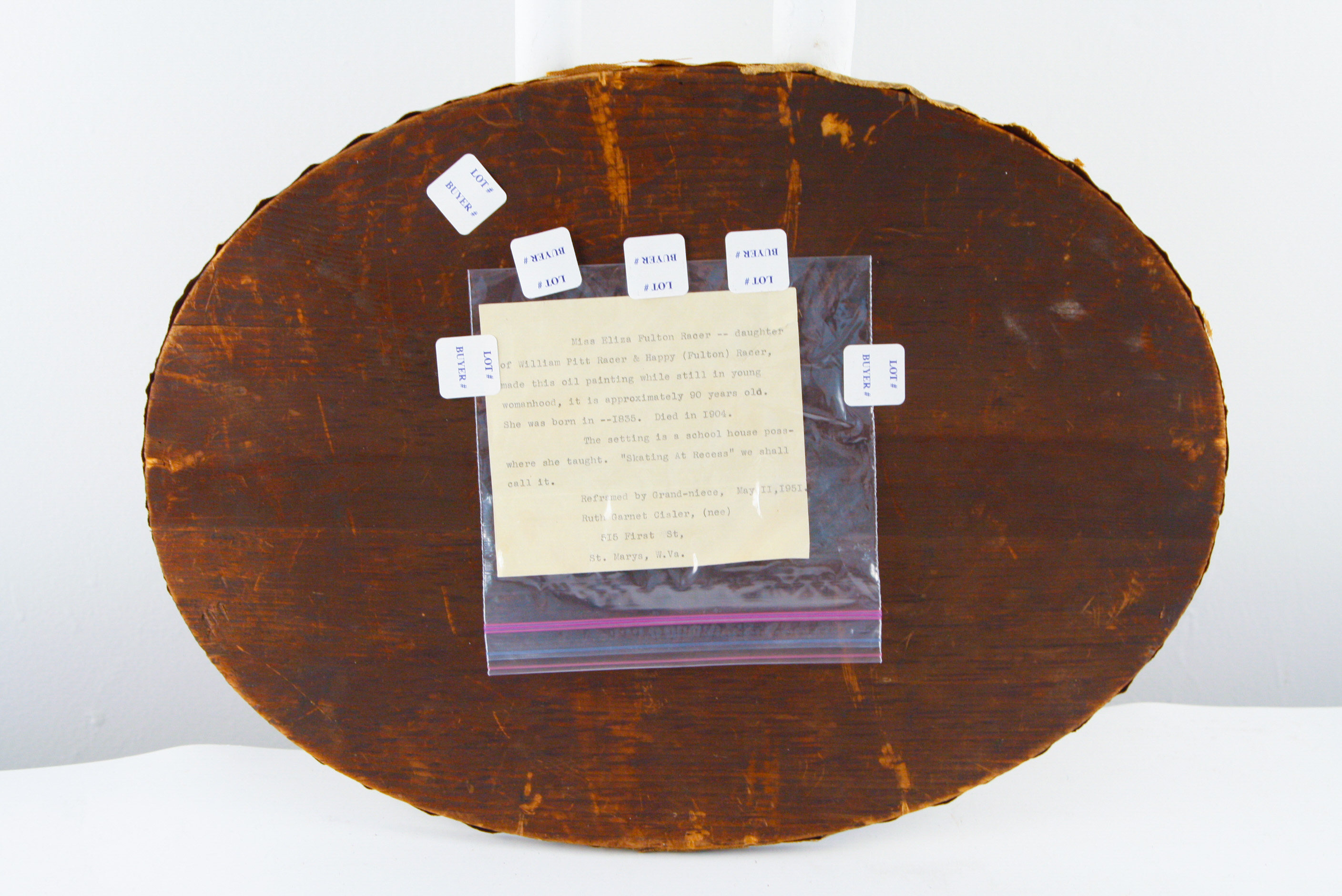 Eliza Fulton Racer Oil on Canvas Ohio Folk Art Winter Scene