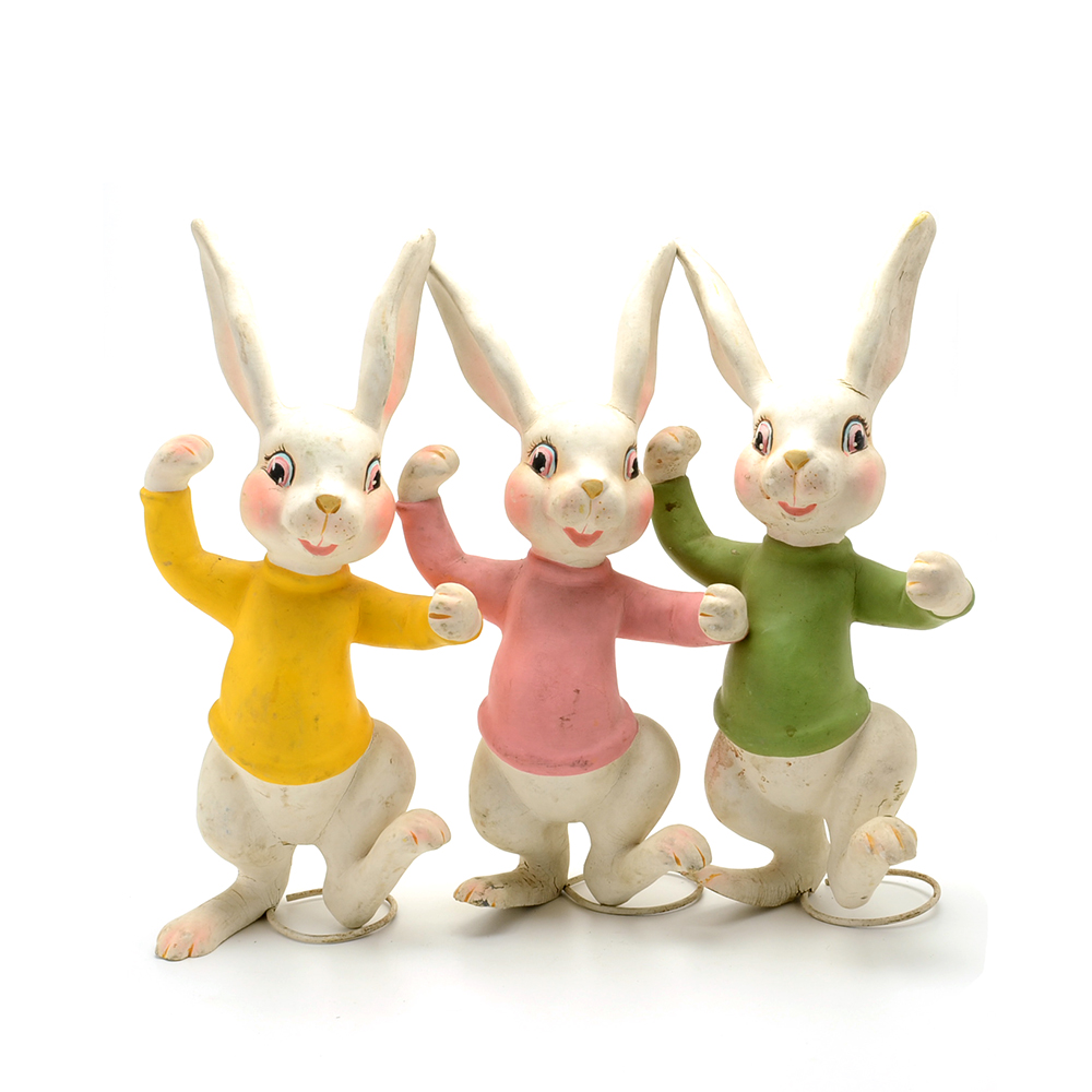 Three Mid-Century Easter Bunny Store Displays