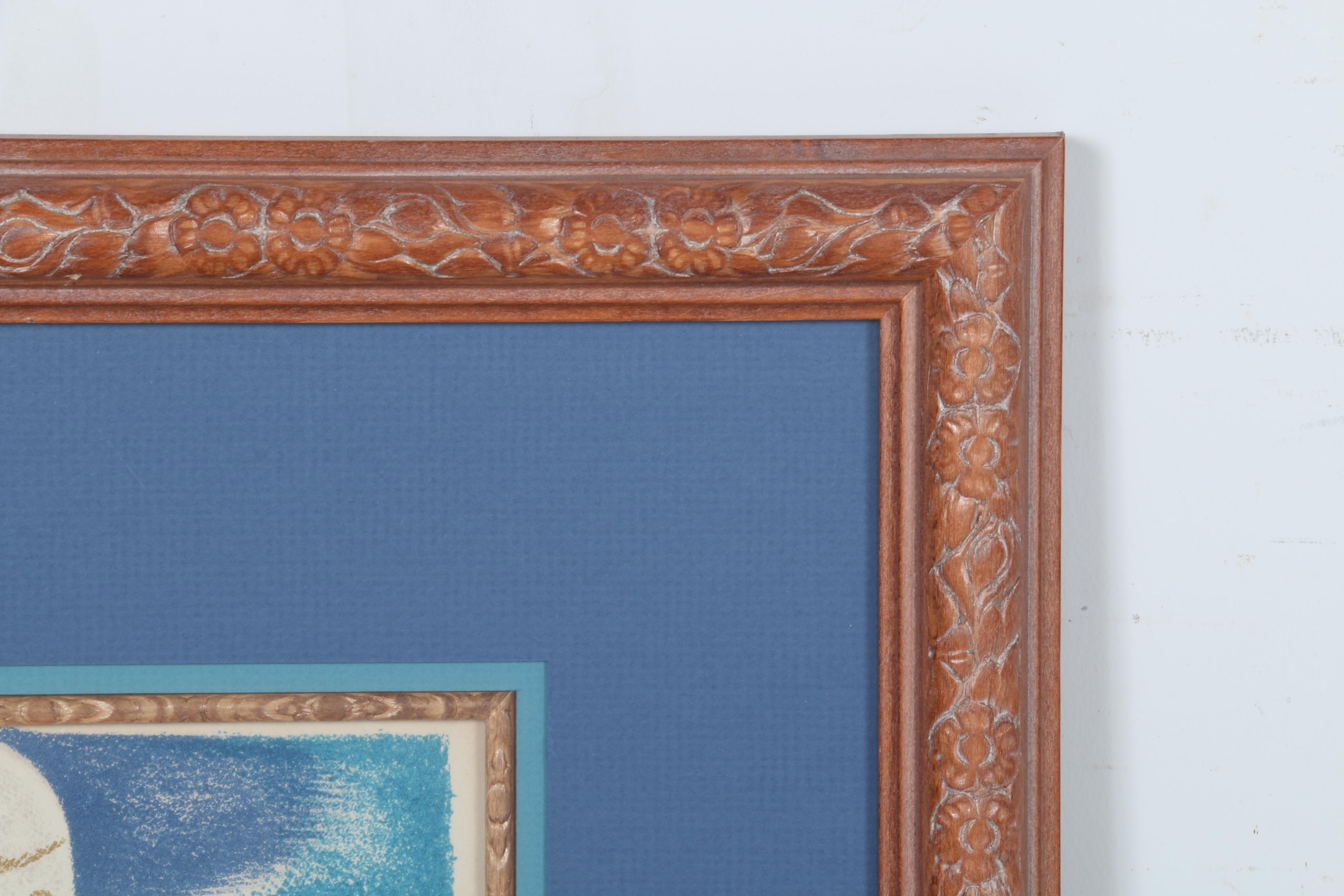 Limited Edition Lithograph of Woman in Village