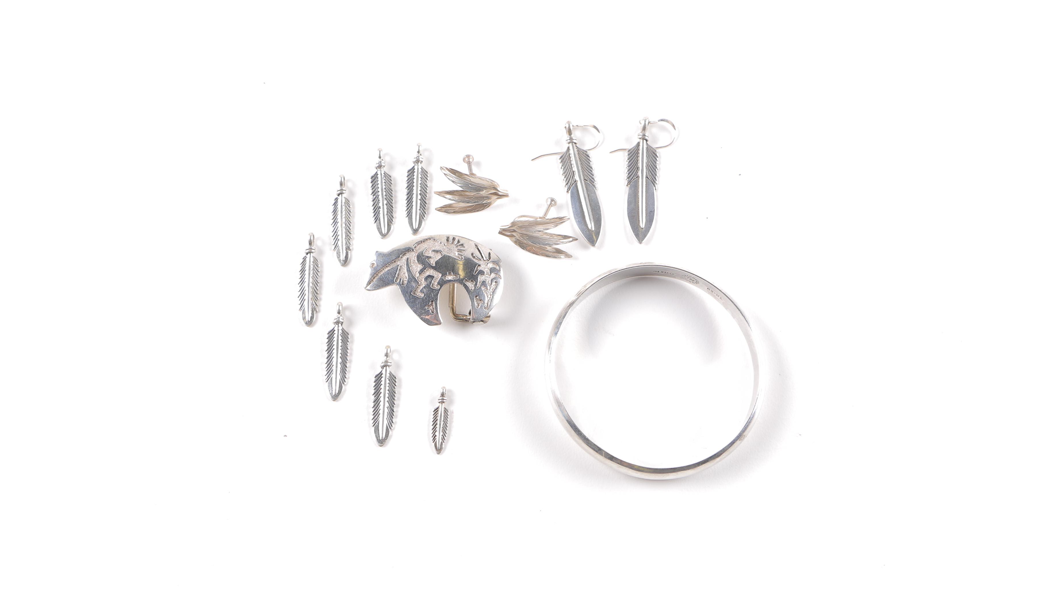 Assortment of Southwestern Style Sterling Silver Jewelry