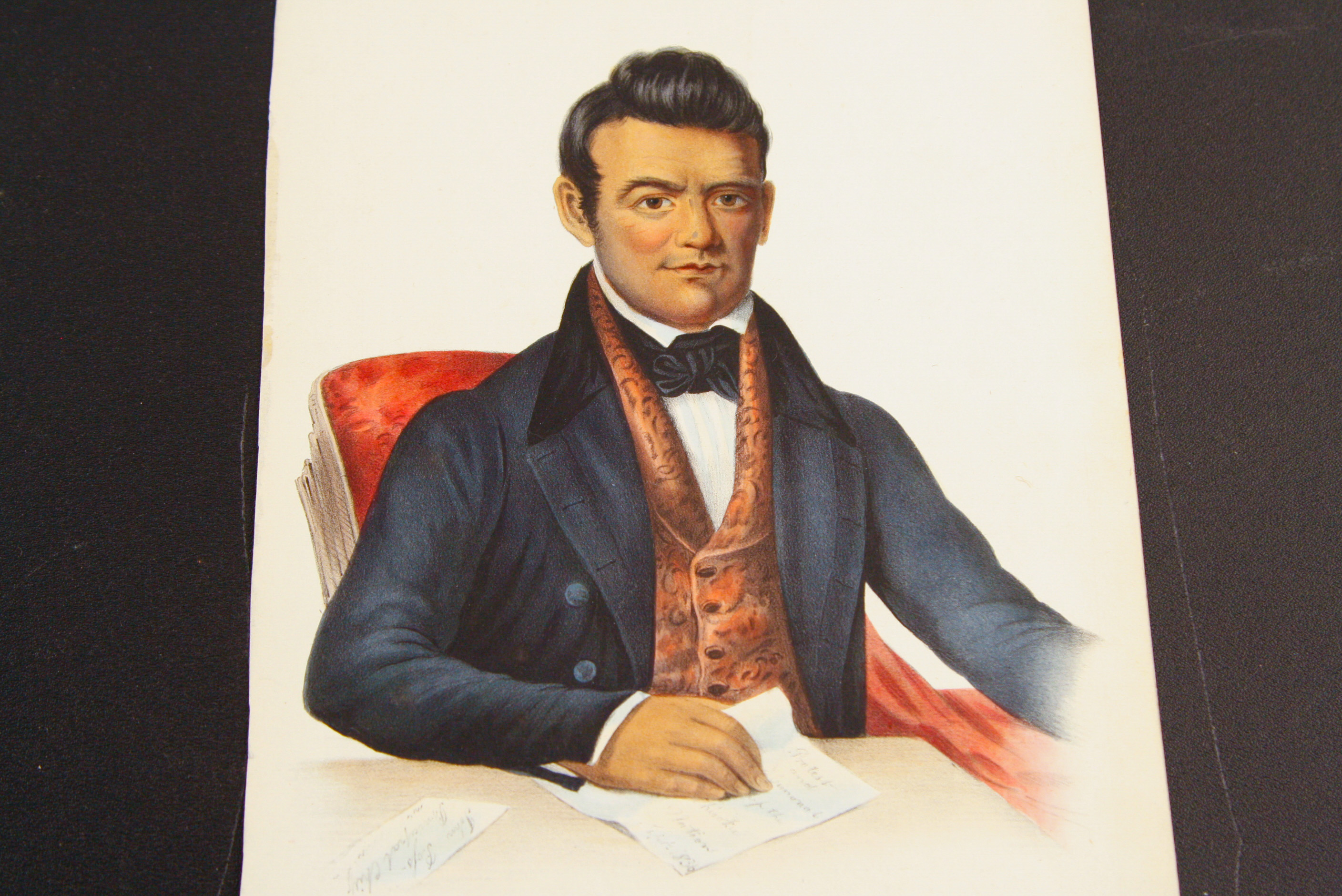 McKenney & Hall Hand-Colored Folio Lithograph "John Ross (A Cherokee Cheif)"