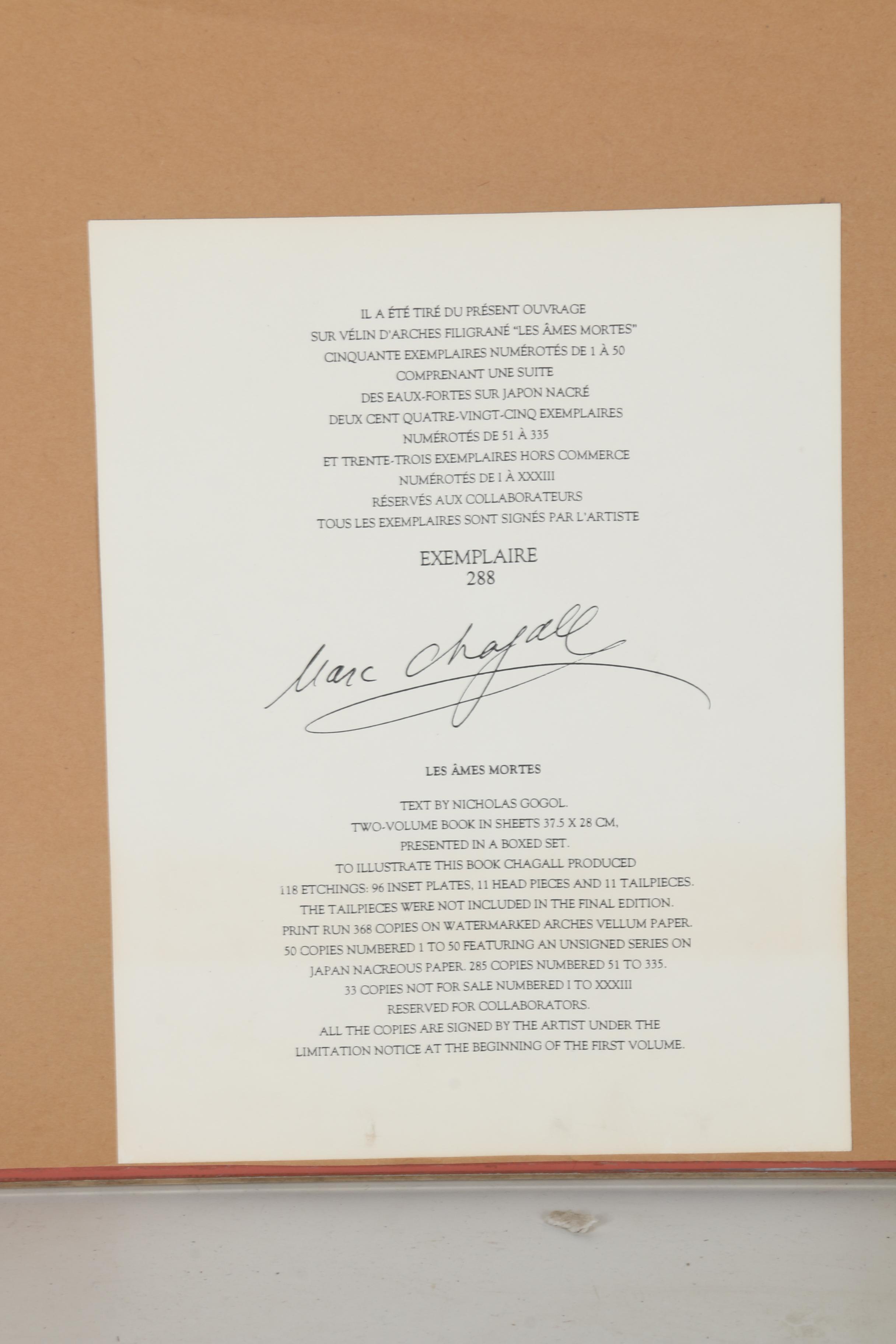 After Marc Chagall Limited Edition Etching "Les Ames Mortes"