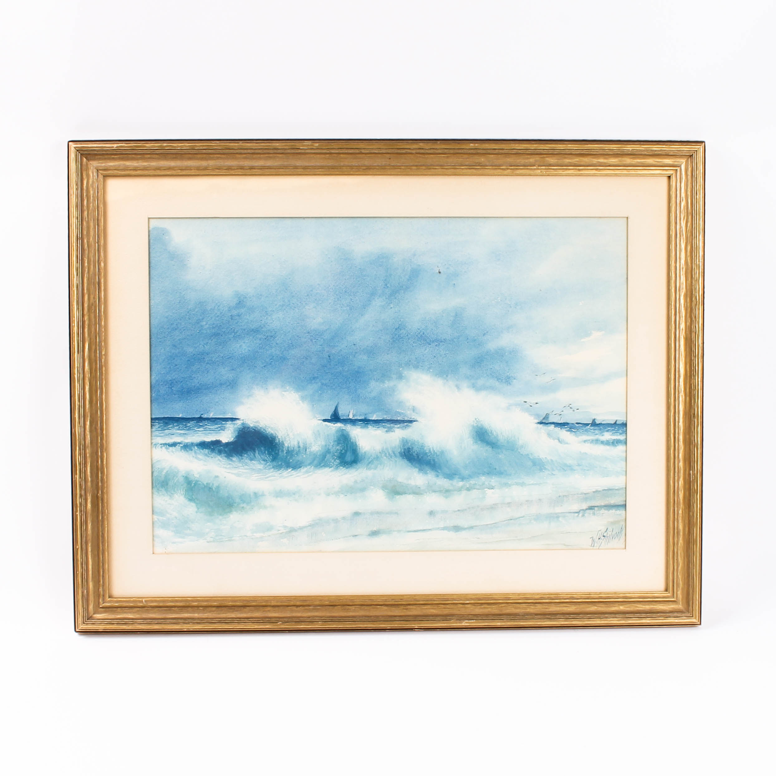 W.H. Shilvock Original Watercolor Seascape Painting