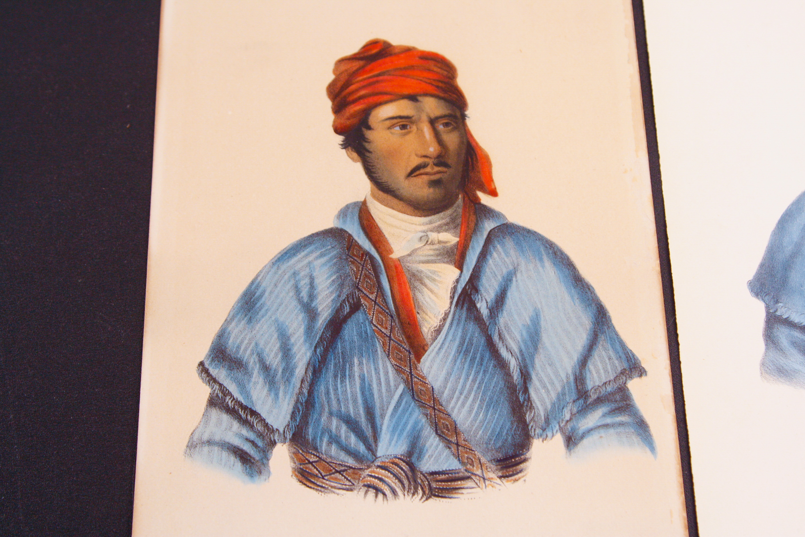 Pair of McKenney and Hall Hand-Colored Folio Lithographs of Native American Warriors