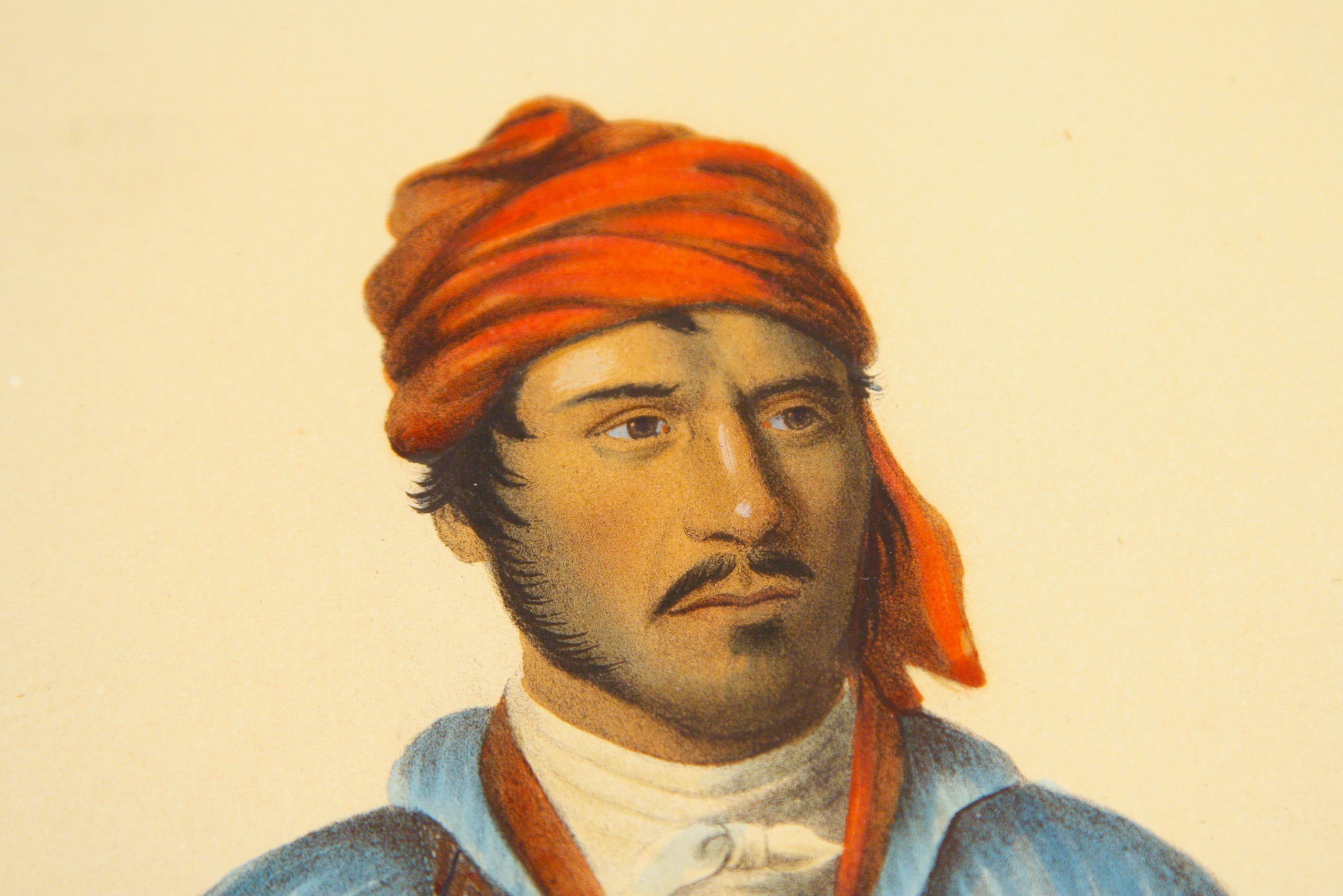 Pair of McKenney and Hall Hand-Colored Folio Lithographs of Native American Warriors