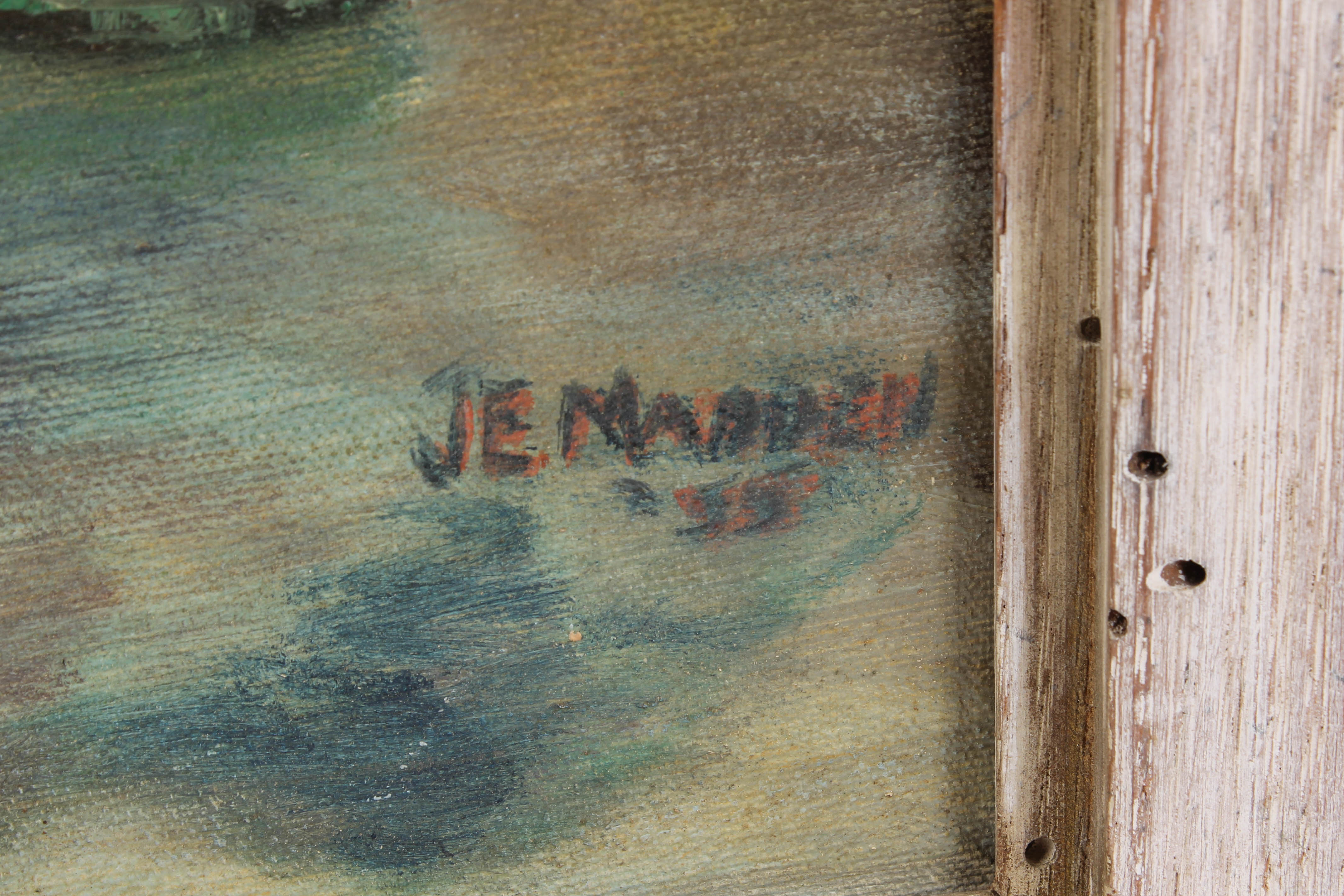 J.E. Madden Oil Painting Depicting a Mill