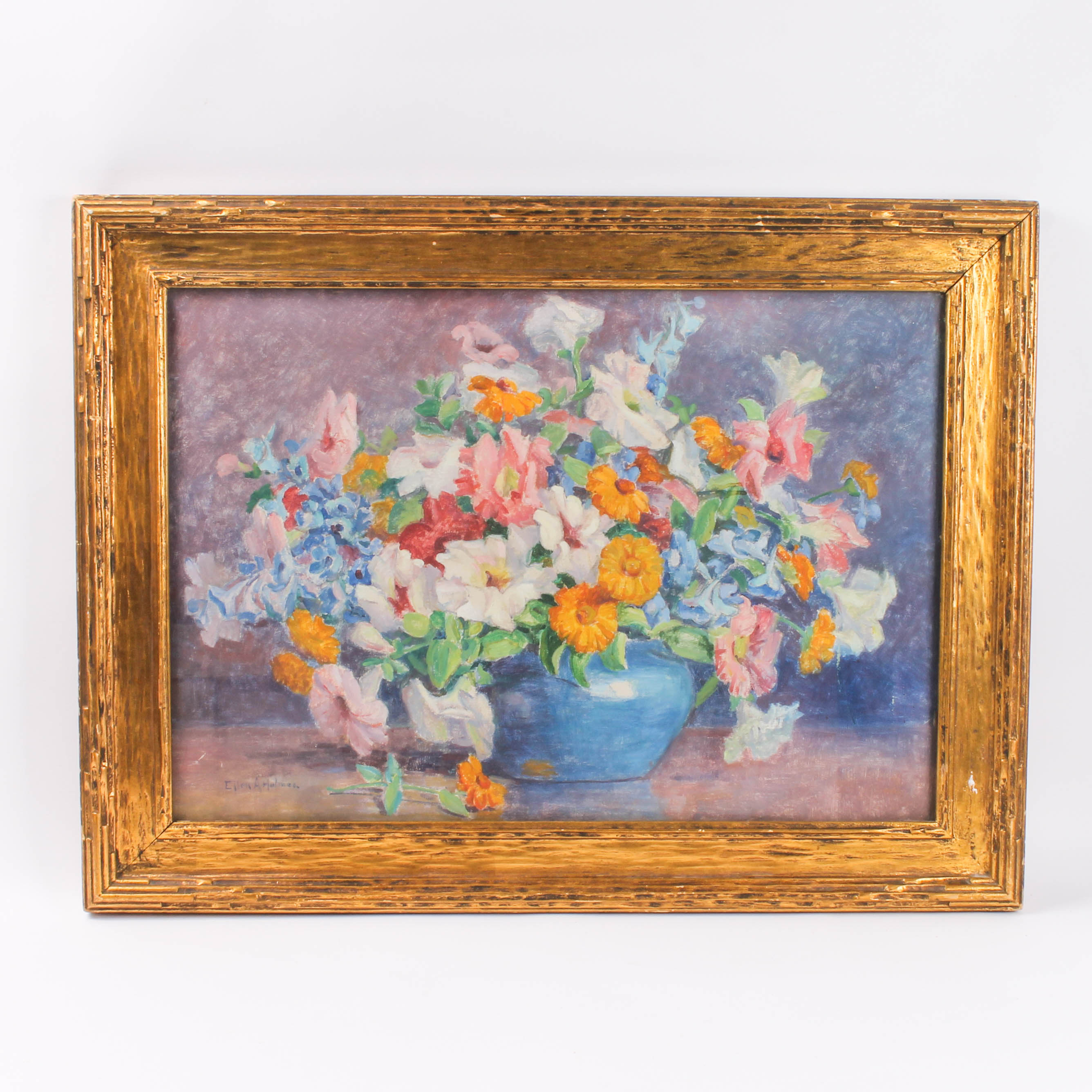 Ellen A. Holmes Oil Painting on Canvas Floral Still Life
