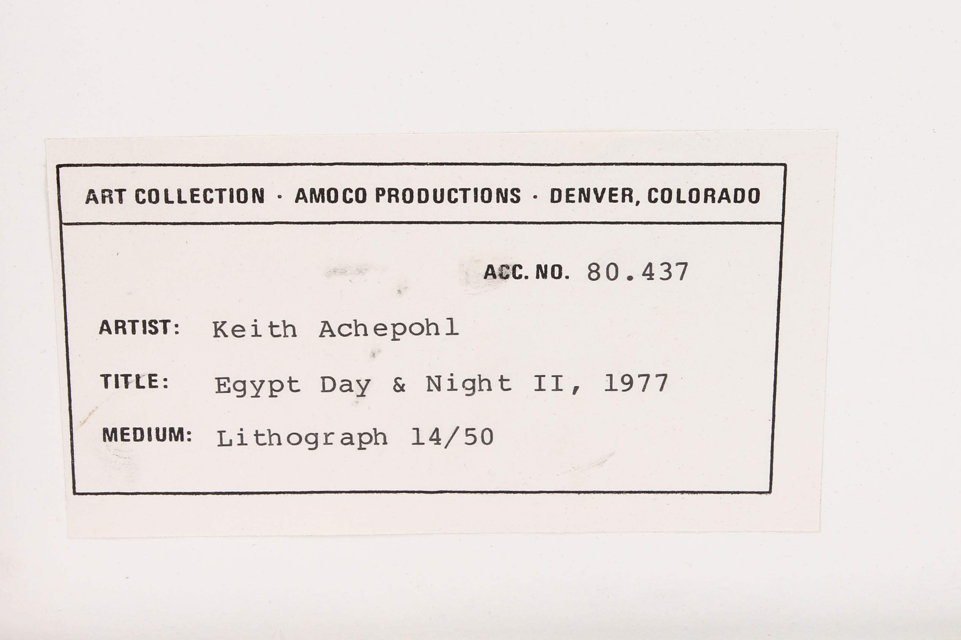Keith Anden Achepohl Lithograph "Egypt: Day + Night II, 1977"