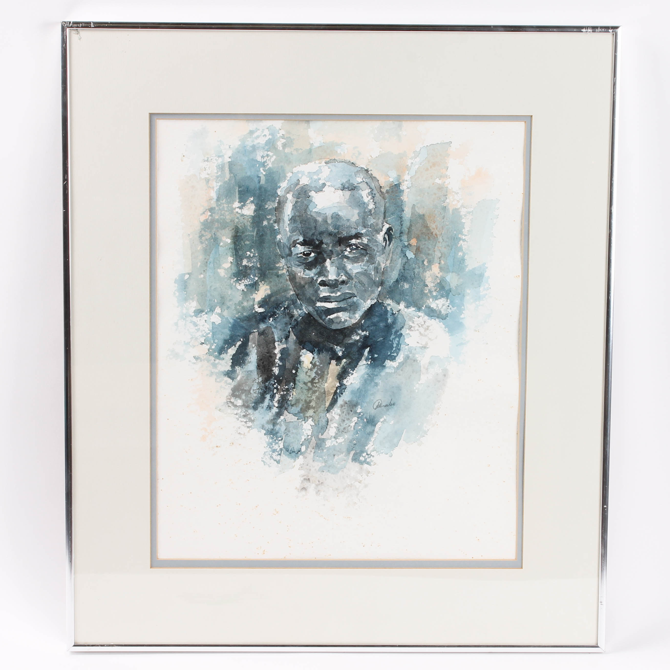 Thabo Signed Watercolor Painting "Figure Study"